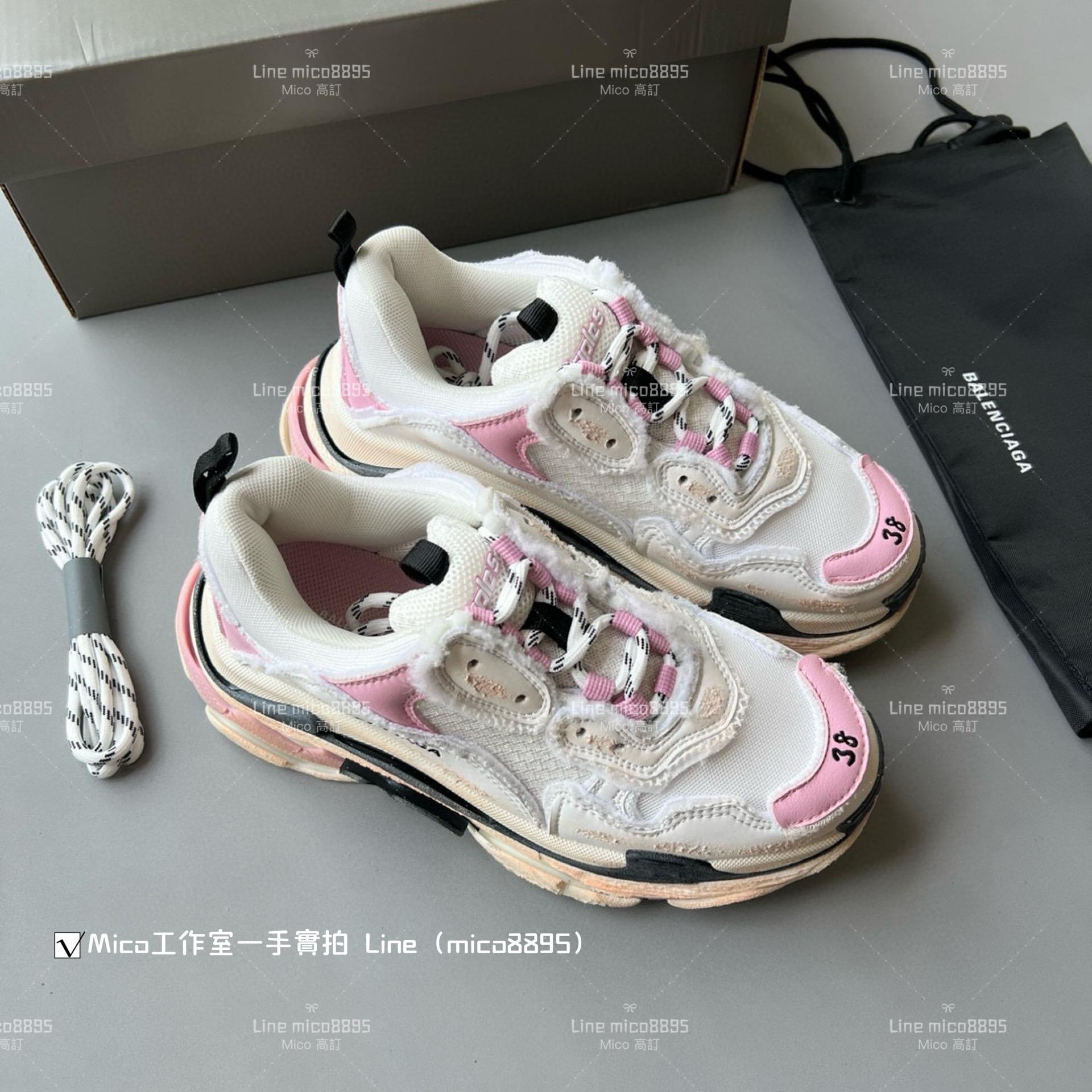 Balenciaga 做舊毛邊系列 Triple S 一代厚底老爹鞋/休閒鞋 男女款 35-45