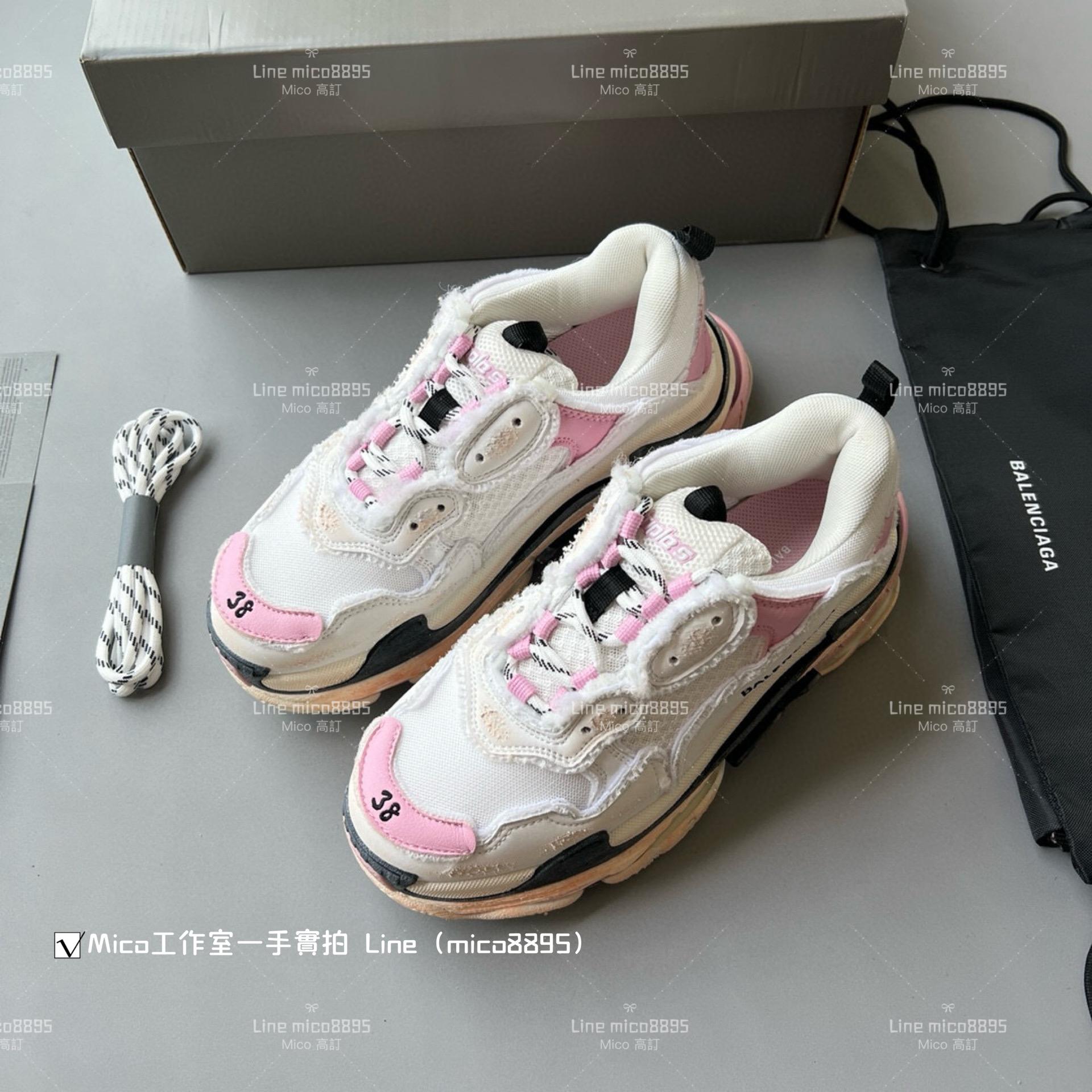 Balenciaga 做舊毛邊系列 Triple S 一代厚底老爹鞋/休閒鞋 男女款 35-45