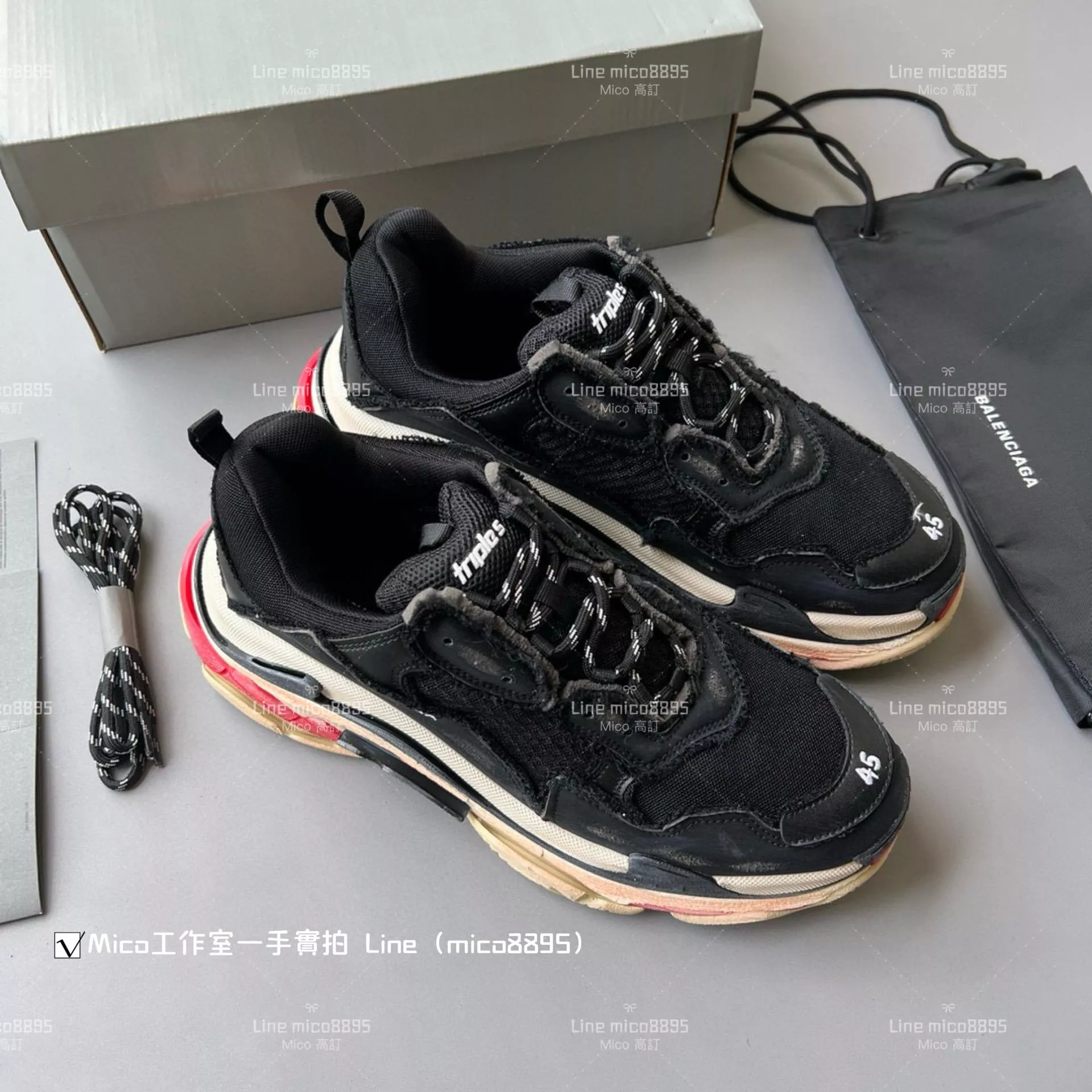 Balenciaga  做舊毛邊系列  Triple S 一代厚底老爹鞋/休閒鞋 男女款 35-45