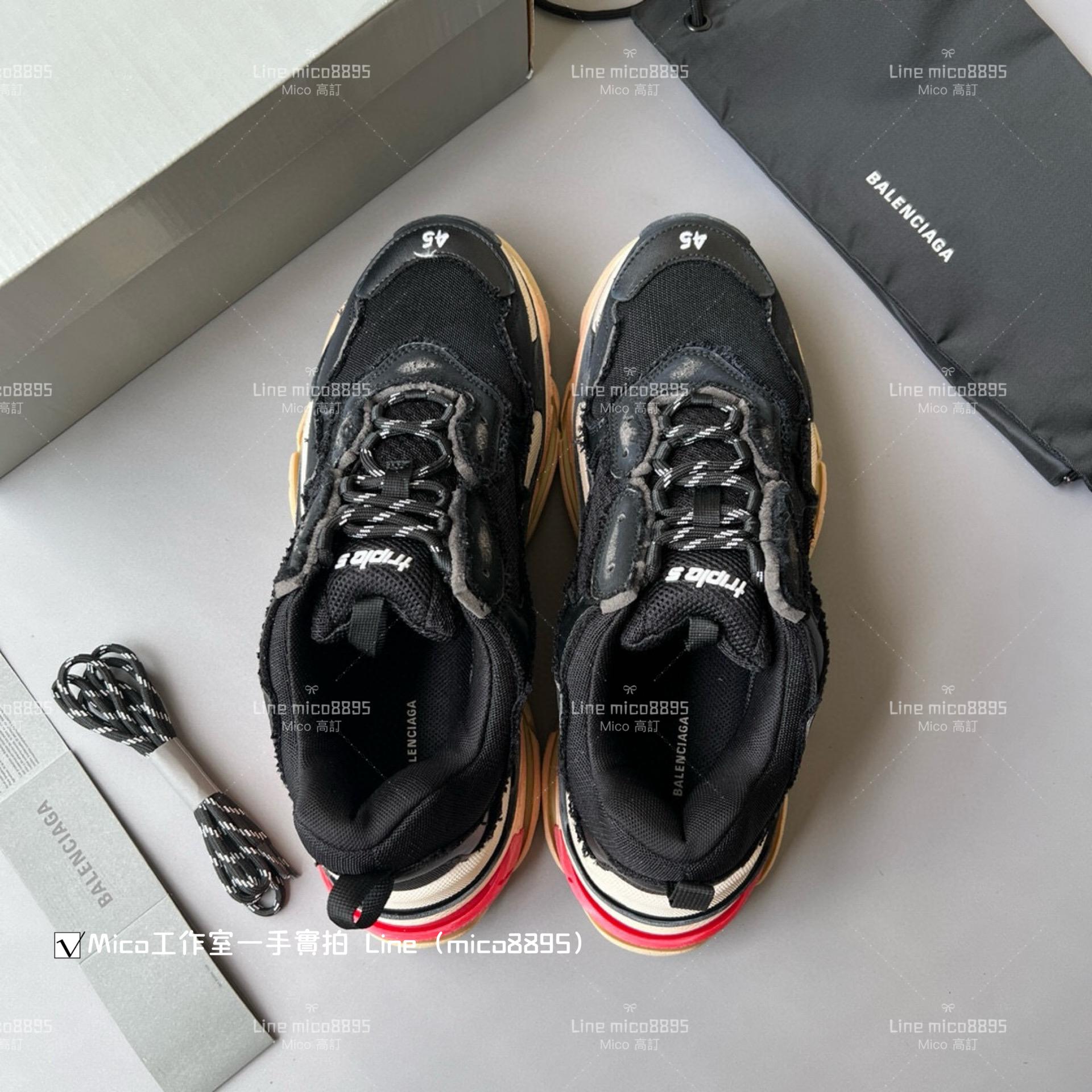 Balenciaga  做舊毛邊系列  Triple S 一代厚底老爹鞋/休閒鞋 男女款 35-45