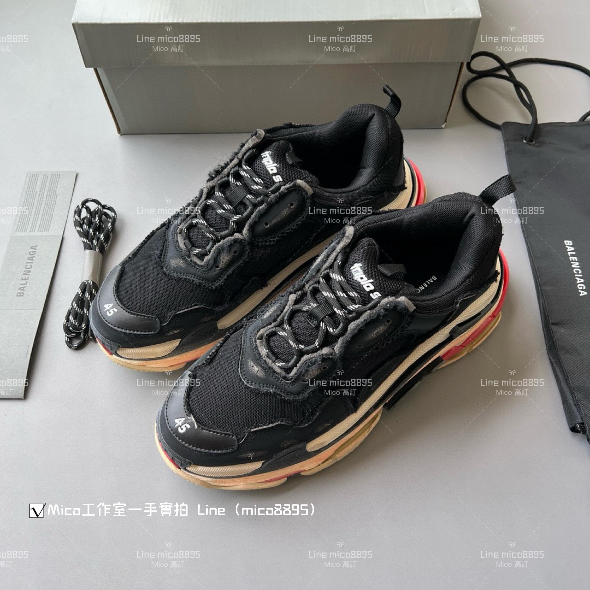 Balenciaga  做舊毛邊系列  Triple S 一代厚底老爹鞋/休閒鞋 男女款 35-45