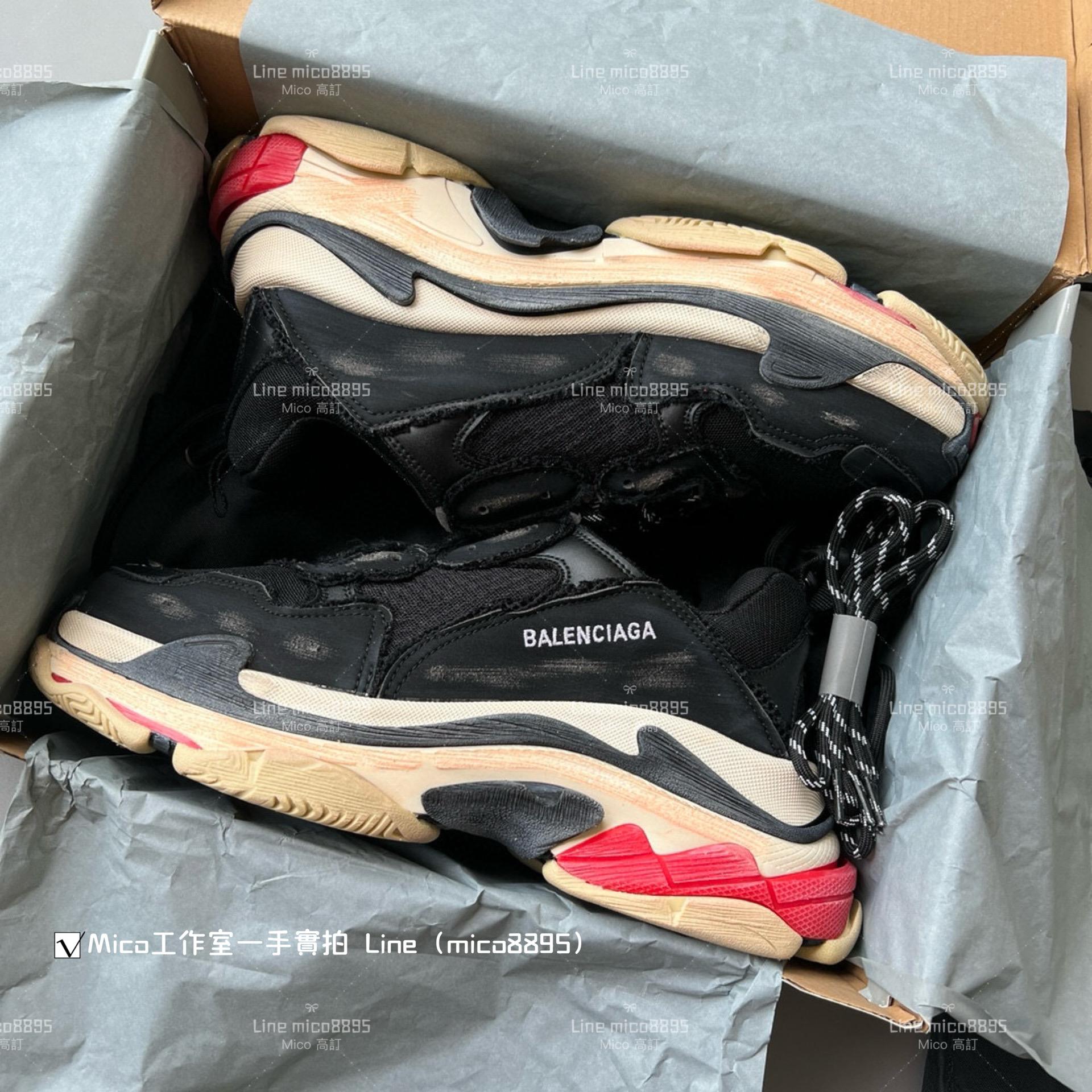 Balenciaga  做舊毛邊系列  Triple S 一代厚底老爹鞋/休閒鞋 男女款 35-45