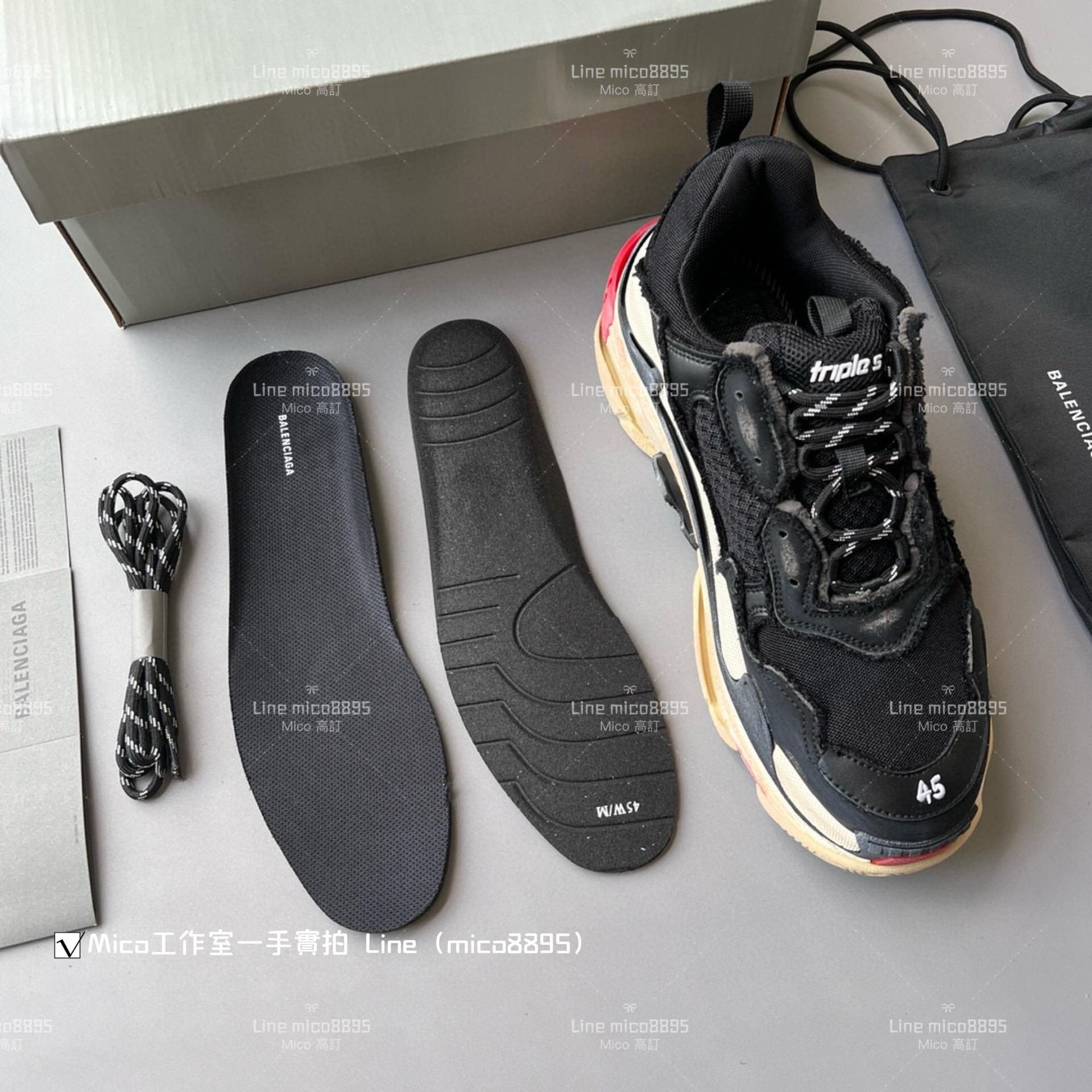 Balenciaga  做舊毛邊系列  Triple S 一代厚底老爹鞋/休閒鞋 男女款 35-45