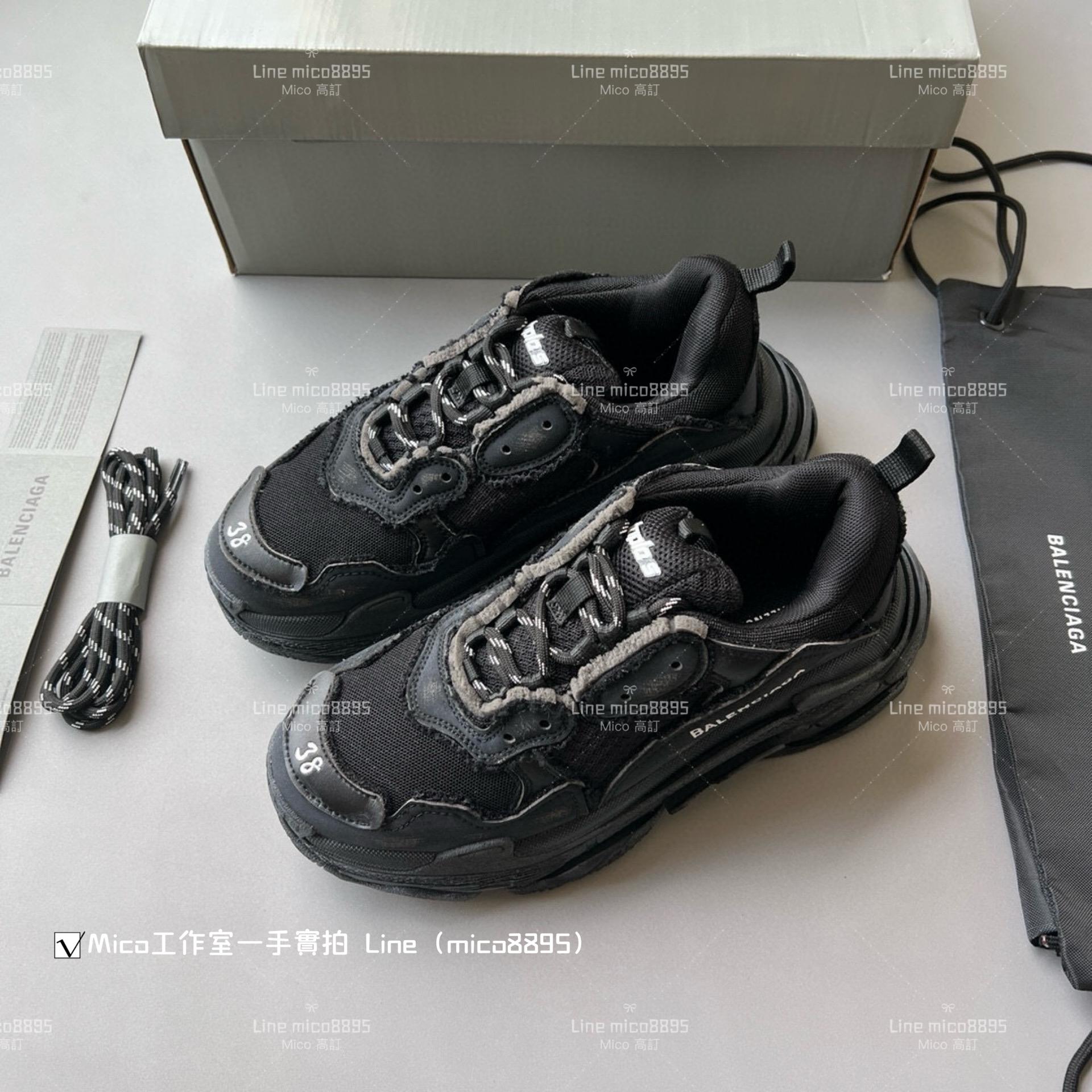 Balenciaga  做舊毛邊系列  Triple S 一代厚底老爹鞋/休閒鞋 男女款 35-45