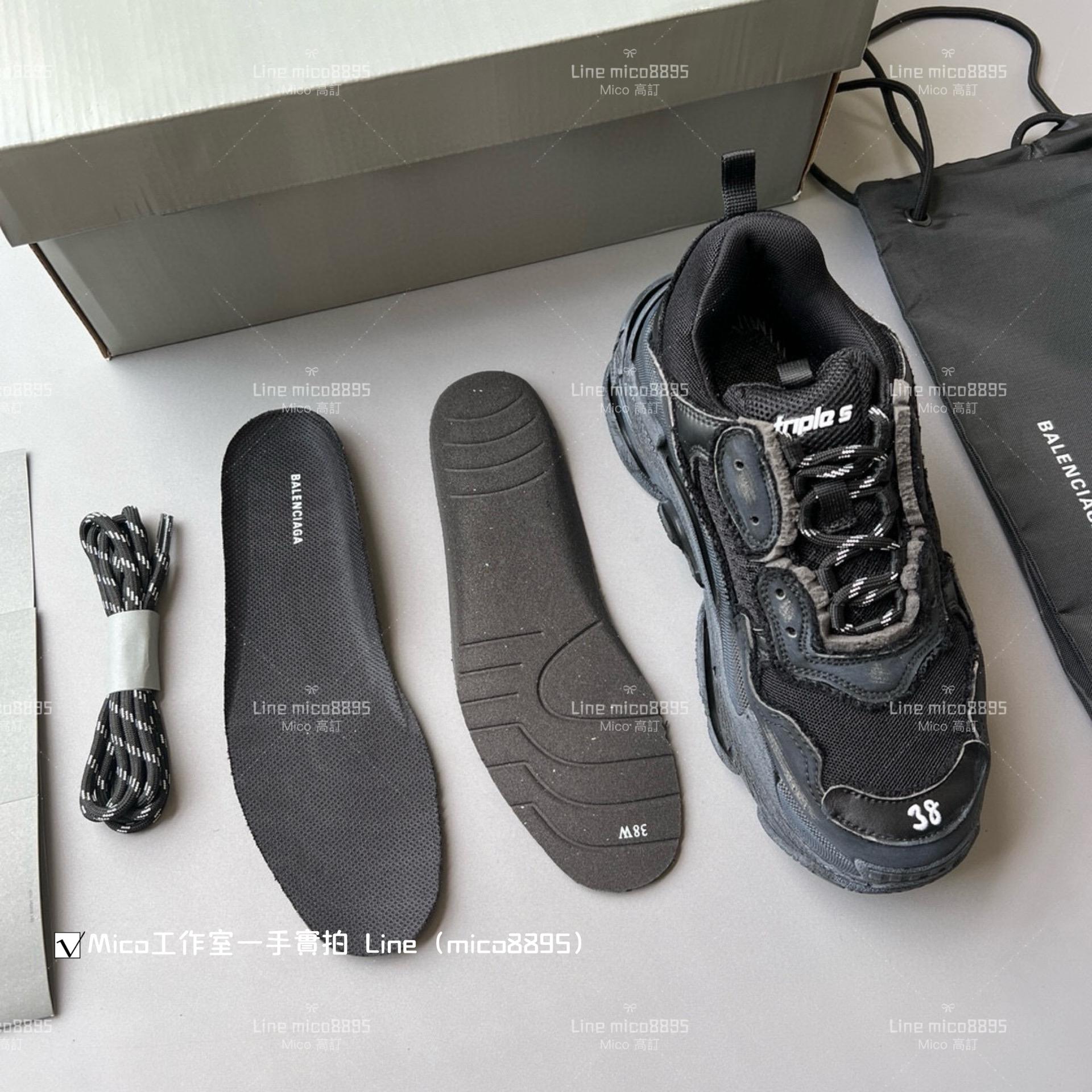 Balenciaga  做舊毛邊系列  Triple S 一代厚底老爹鞋/休閒鞋 男女款 35-45