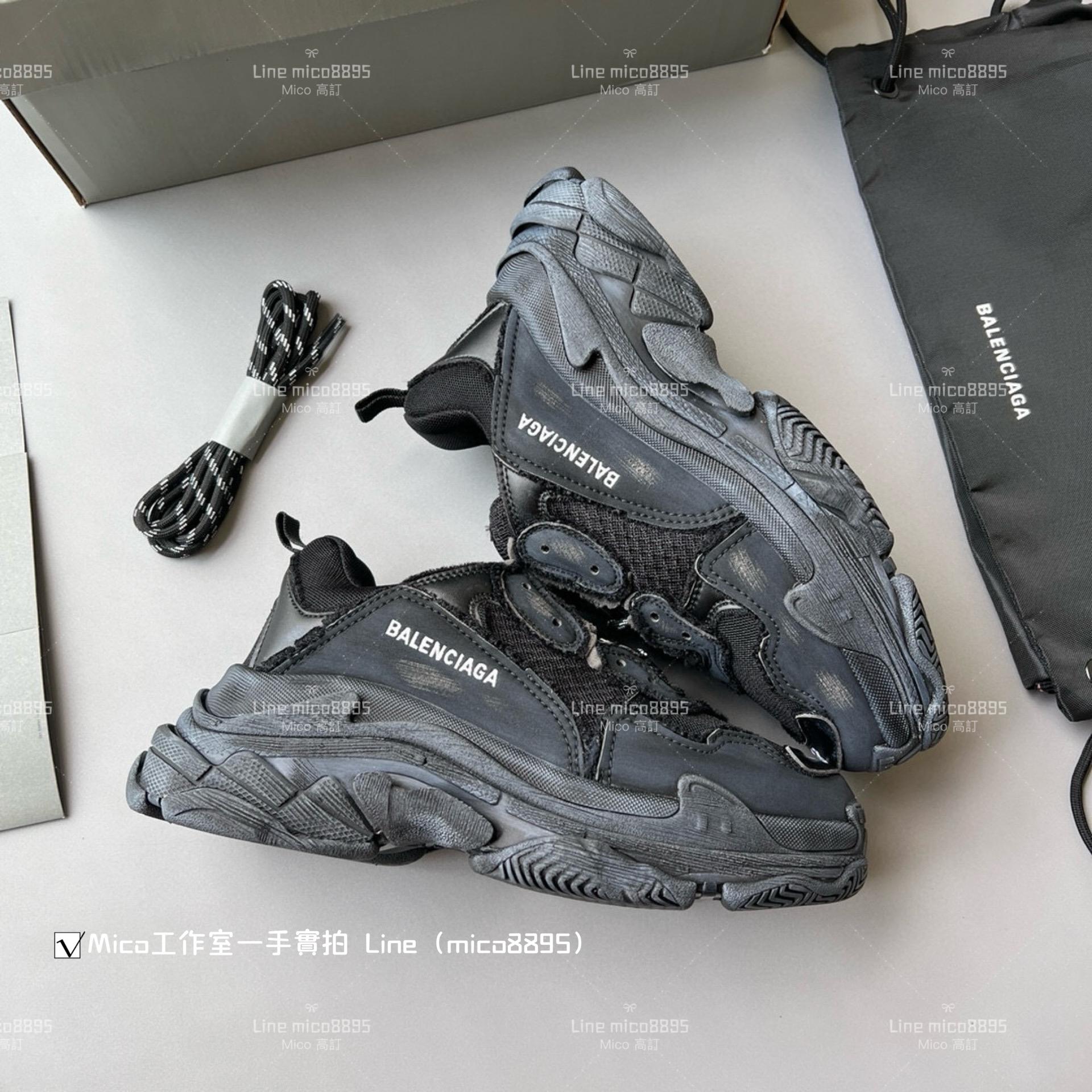 Balenciaga  做舊毛邊系列  Triple S 一代厚底老爹鞋/休閒鞋 男女款 35-45