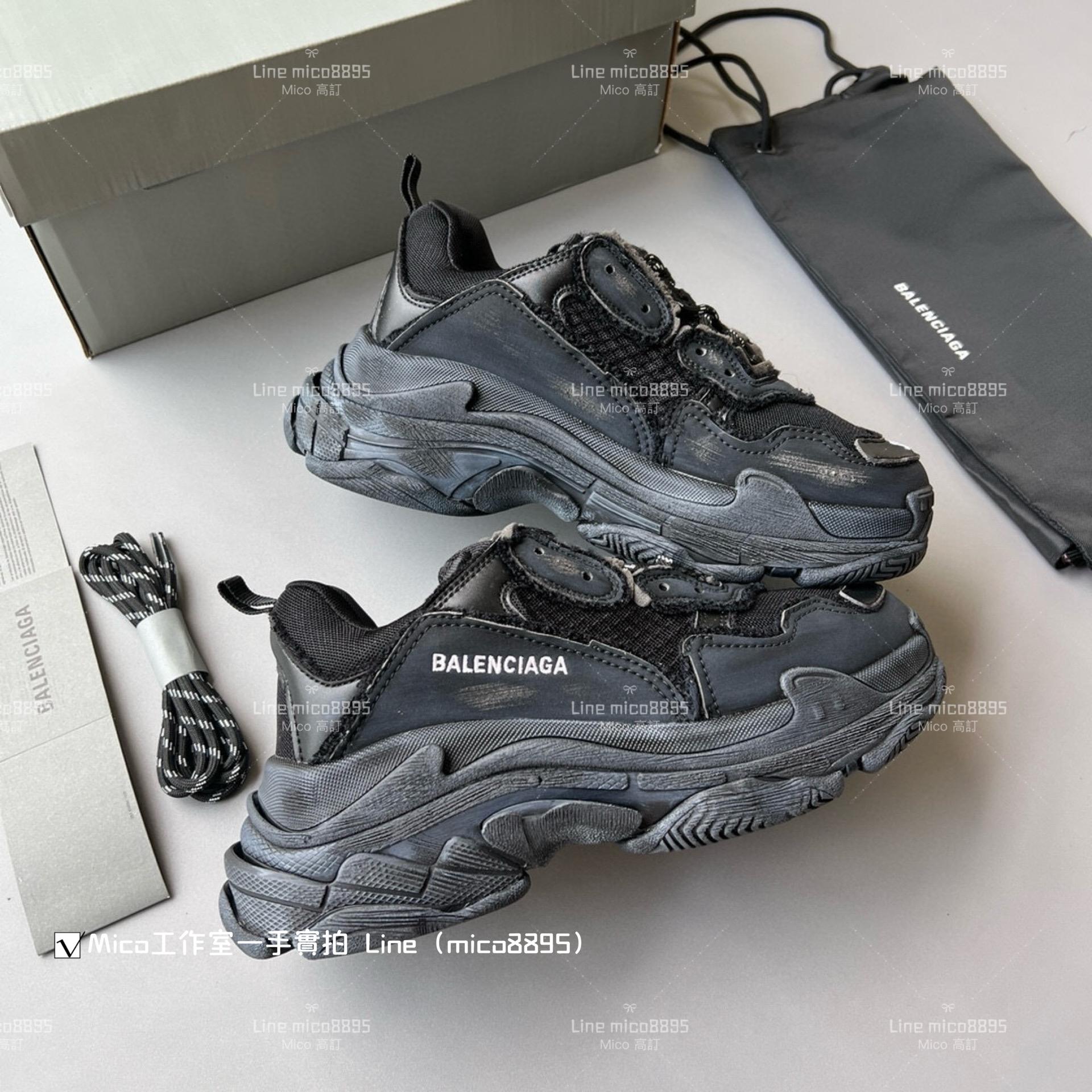 Balenciaga  做舊毛邊系列  Triple S 一代厚底老爹鞋/休閒鞋 男女款 35-45