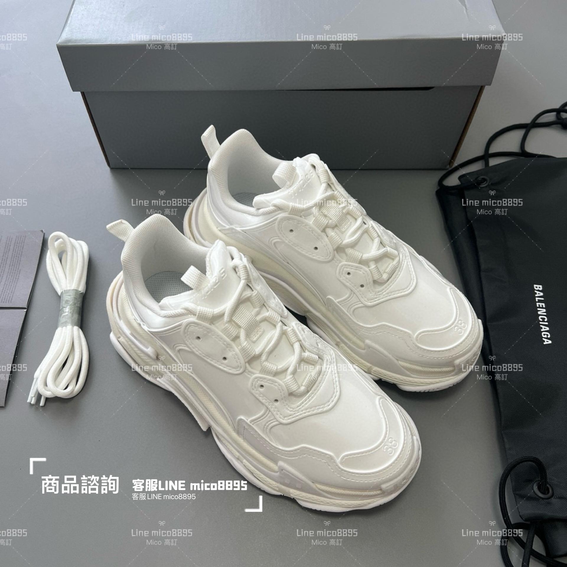 Balenciaga 漆皮白 Triple S 一代厚底老爹鞋/休閒鞋 男女款 35-45