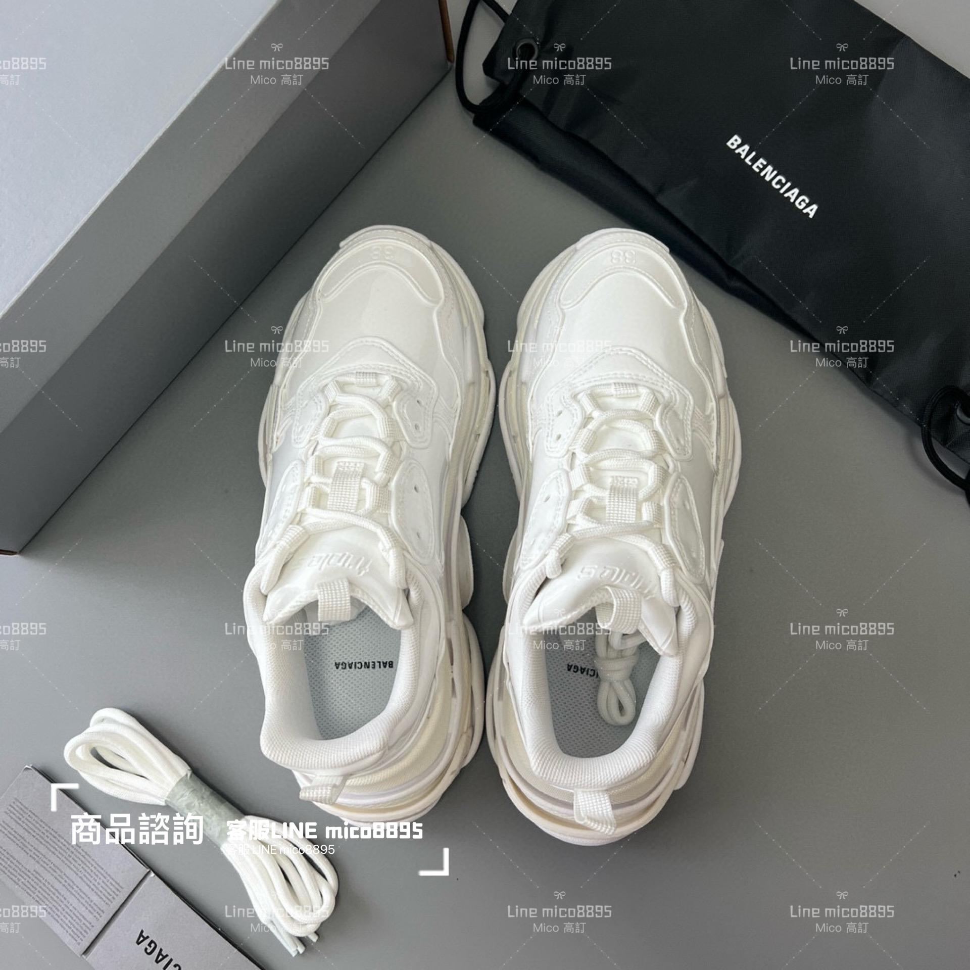 Balenciaga 漆皮白 Triple S 一代厚底老爹鞋/休閒鞋 男女款 35-45