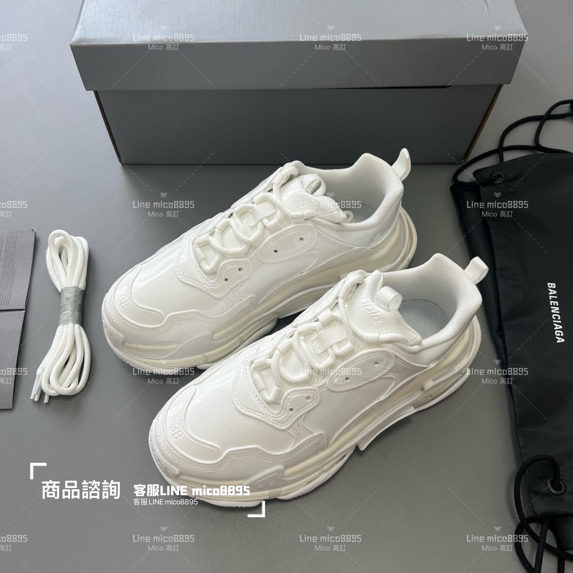 Balenciaga 漆皮白 Triple S 一代厚底老爹鞋/休閒鞋 男女款 35-45