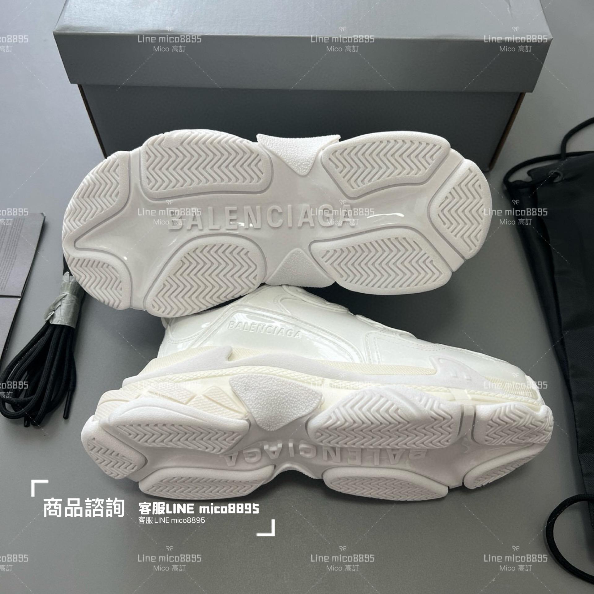 Balenciaga 漆皮白 Triple S 一代厚底老爹鞋/休閒鞋 男女款 35-45