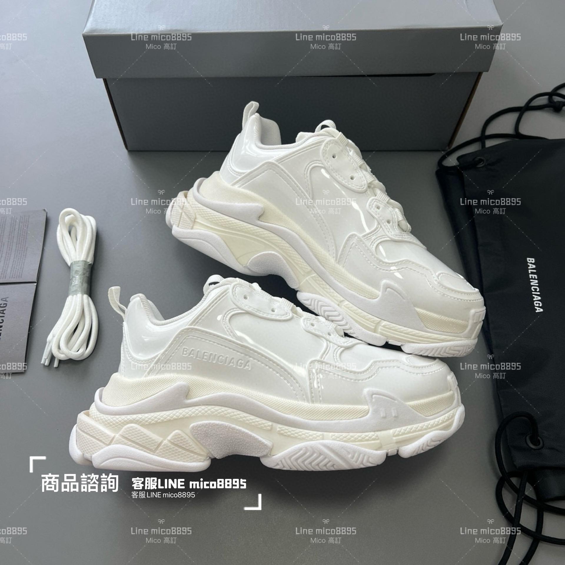 Balenciaga 漆皮白 Triple S 一代厚底老爹鞋/休閒鞋 男女款 35-45