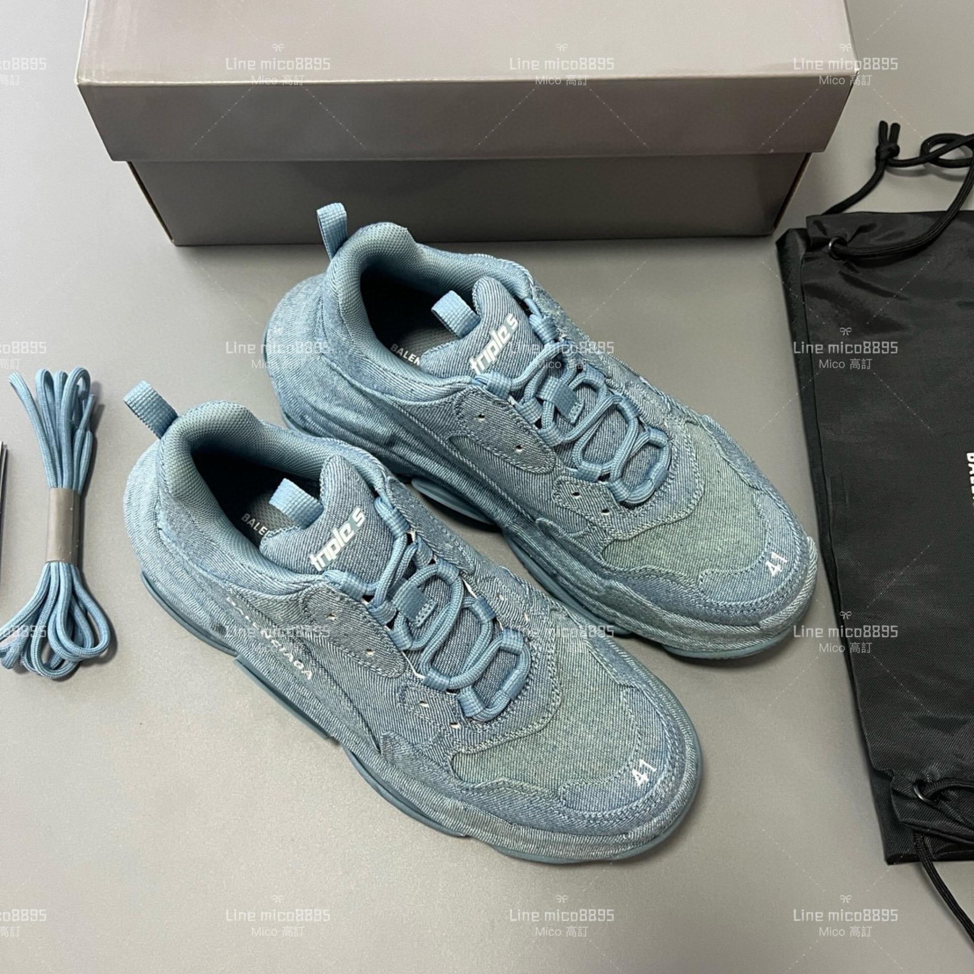 Balenciaga 牛仔款 Triple S 一代厚底老爹鞋/休閒鞋 男女款 35-45