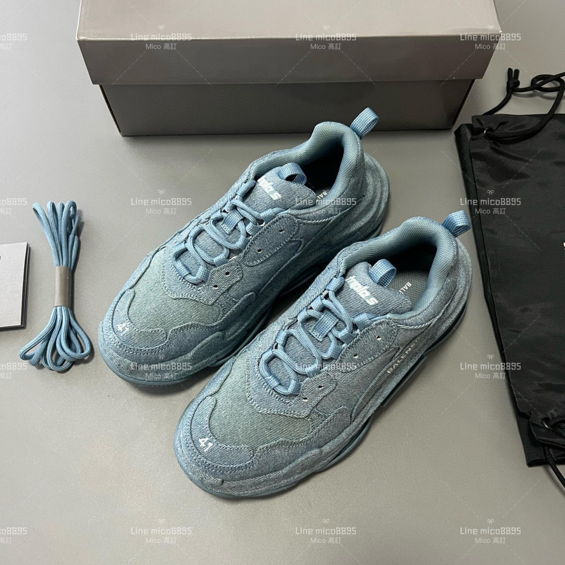 Balenciaga 牛仔款 Triple S 一代厚底老爹鞋/休閒鞋 男女款 35-45