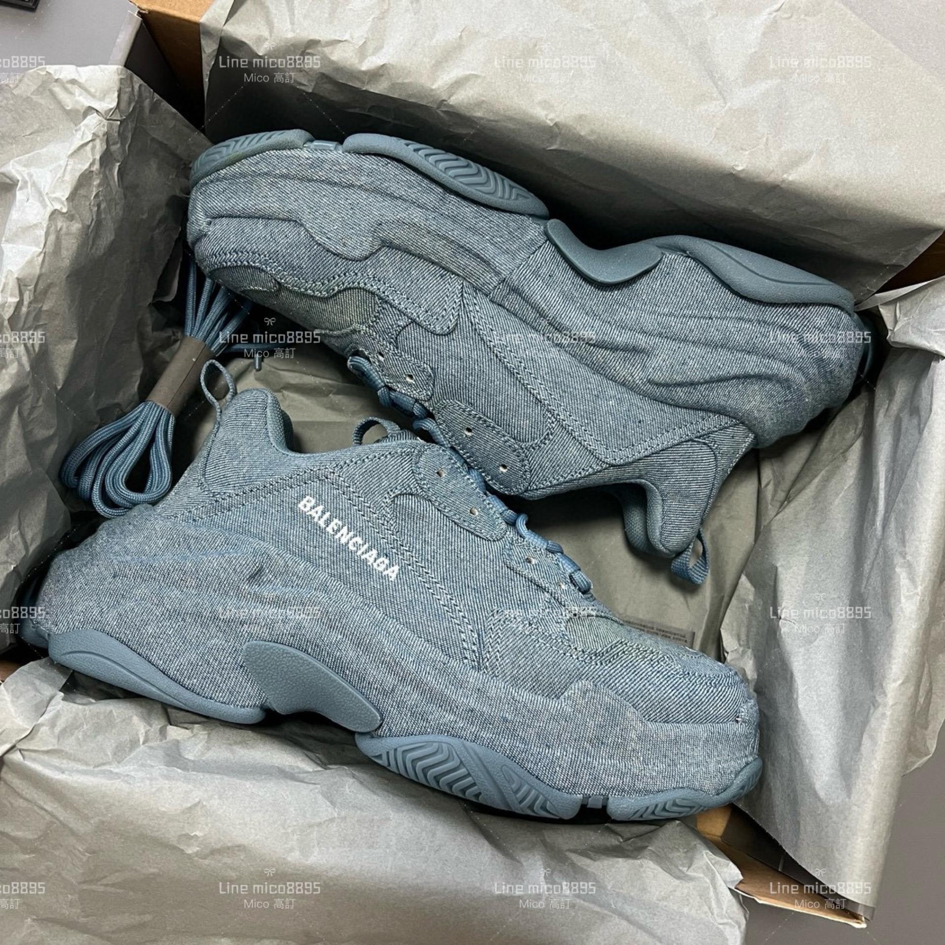 Balenciaga 牛仔款 Triple S 一代厚底老爹鞋/休閒鞋 男女款 35-45