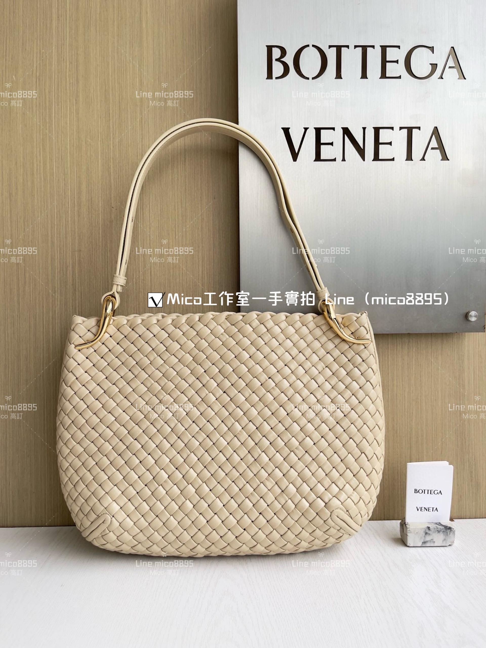 BV 羔羊皮編織 燕麥色 Clicker Bag 大號 36cm 低調簡約款 通勤包