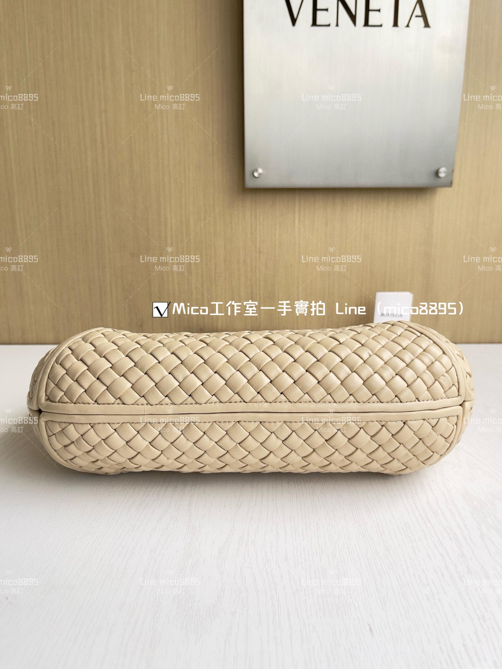 BV 羔羊皮編織 燕麥色 Clicker Bag 大號 36cm 低調簡約款 通勤包