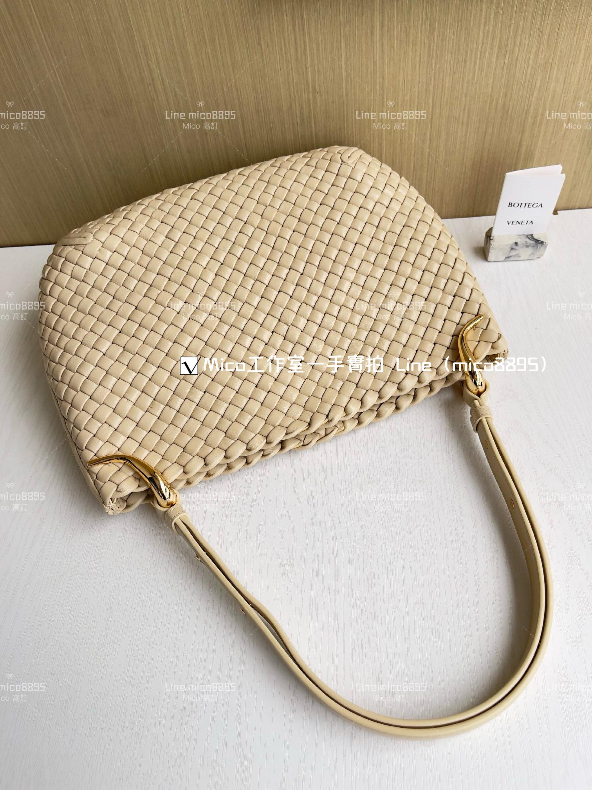 BV 羔羊皮編織 燕麥色 Clicker Bag 大號 36cm 低調簡約款 通勤包