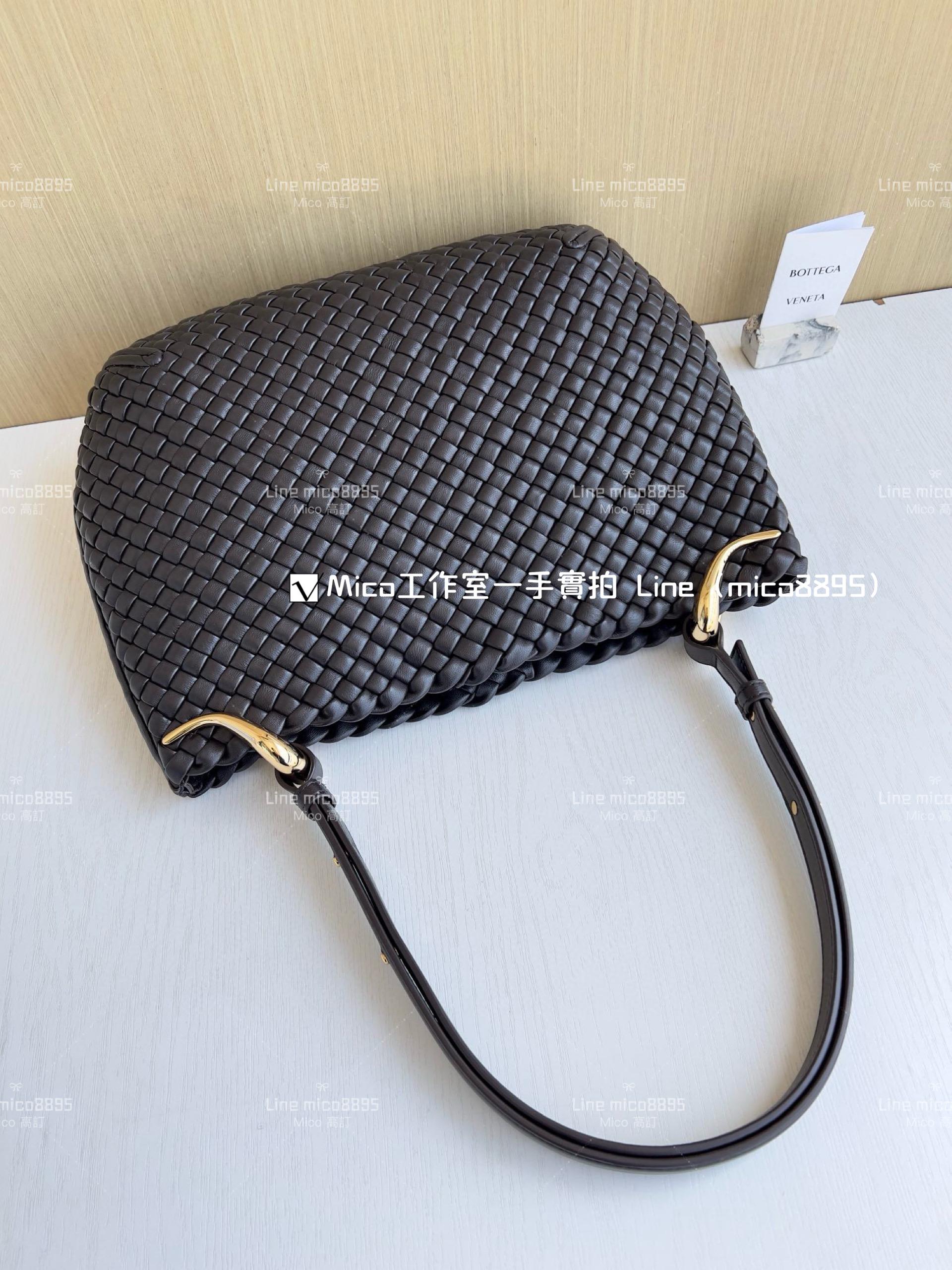 BV 羔羊皮編織 巧克力色 Clicker Bag 大號 36cm 低調簡約款 通勤包