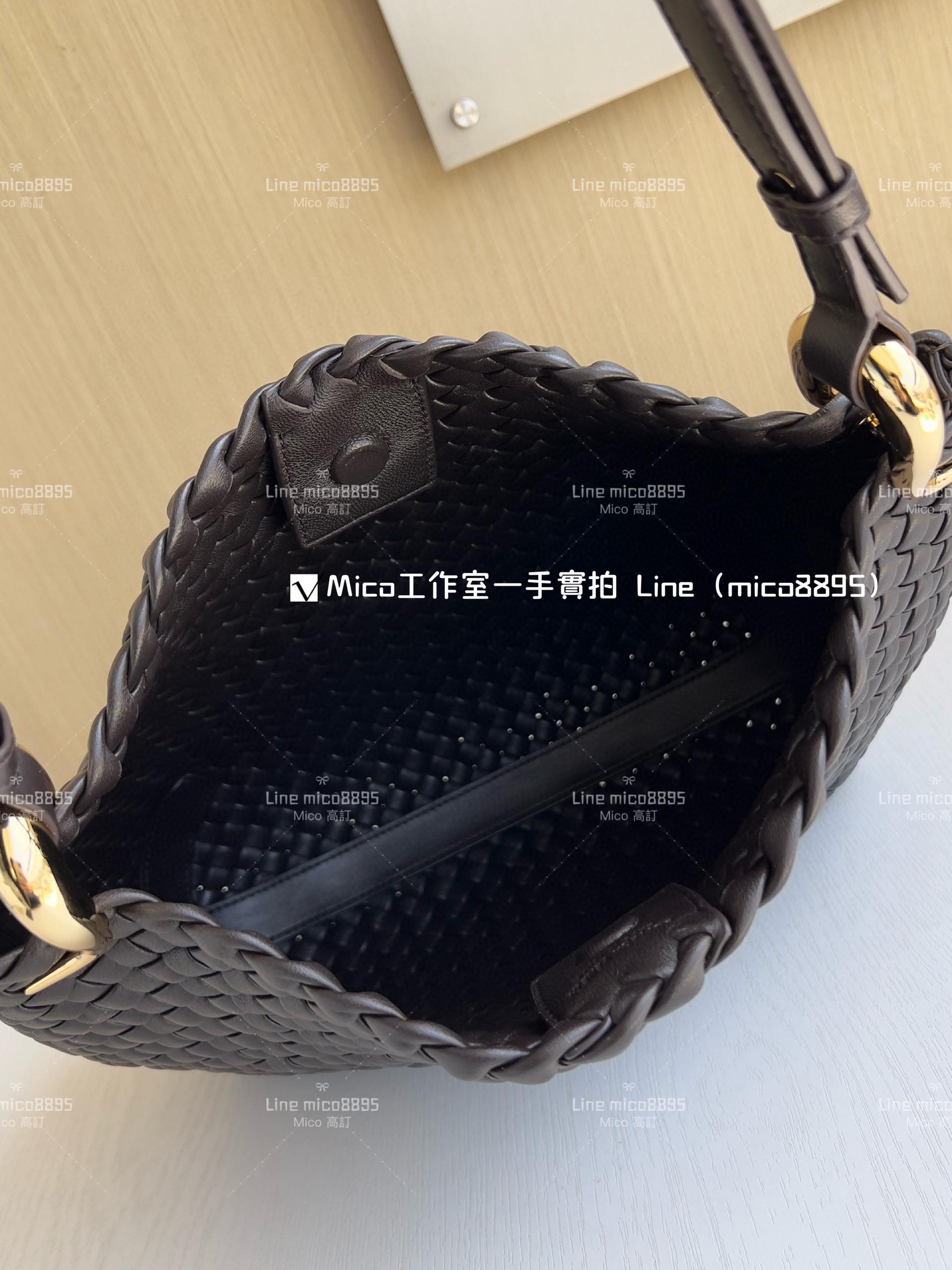 BV 羔羊皮編織 巧克力色 Clicker Bag 大號 36cm 低調簡約款 通勤包