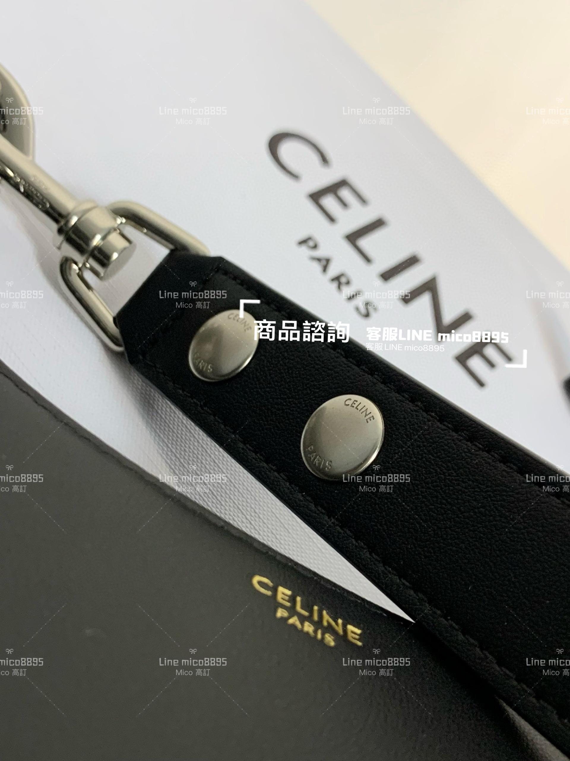 Celine 新款單品 黑銀 AVA 全皮革 腋下包/月亮包 24cm