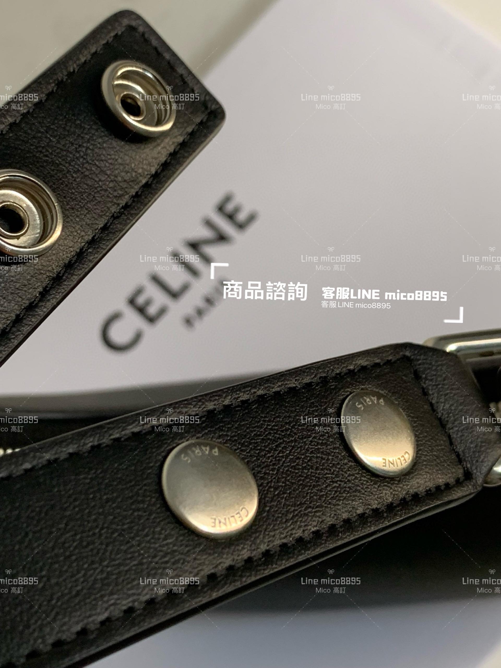 Celine 新款單品 黑銀 AVA 全皮革 腋下包/月亮包 24cm