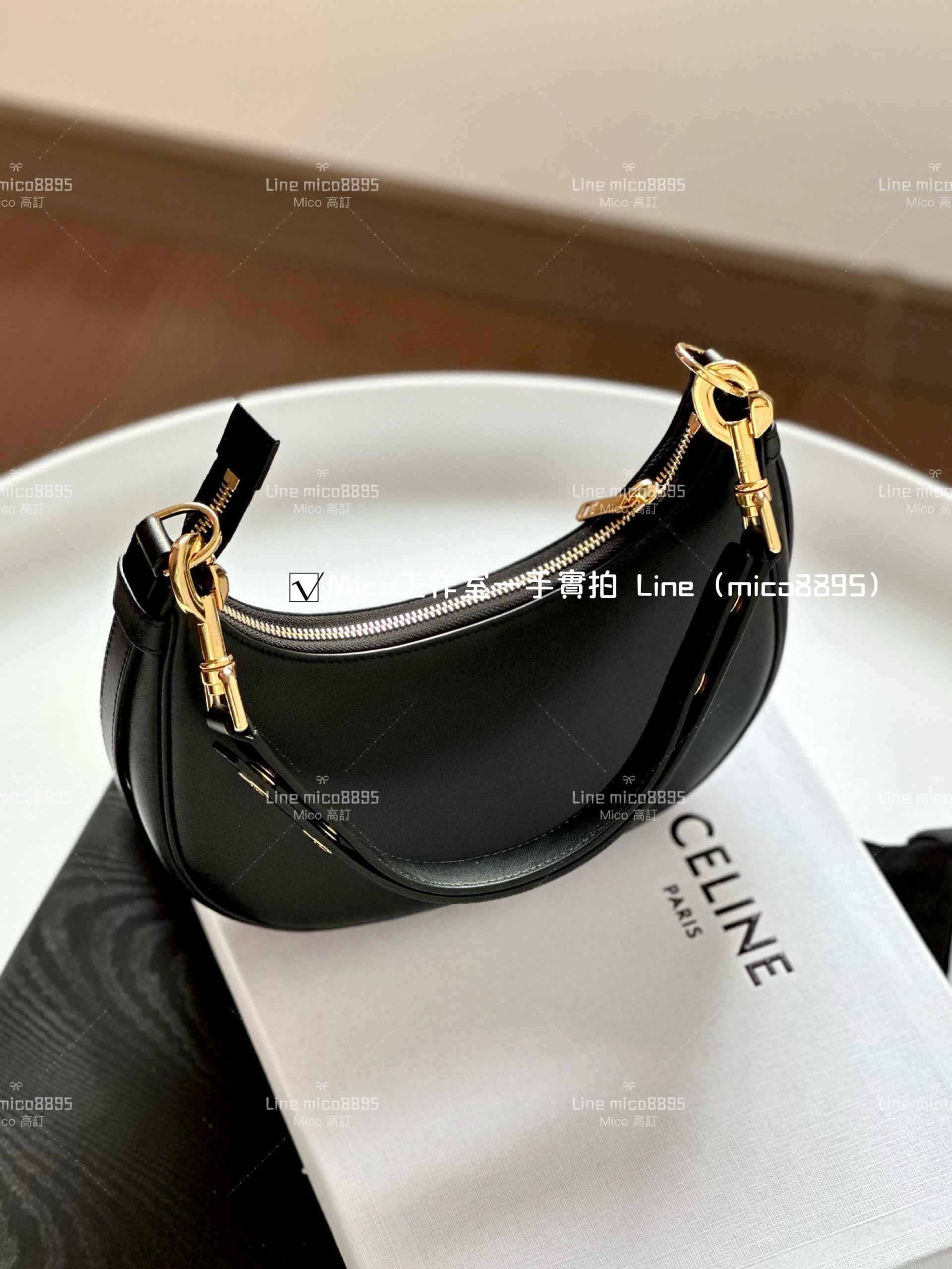 Celine 新款單品 黑色 AVA 全皮革 腋下包/月亮包 24cm