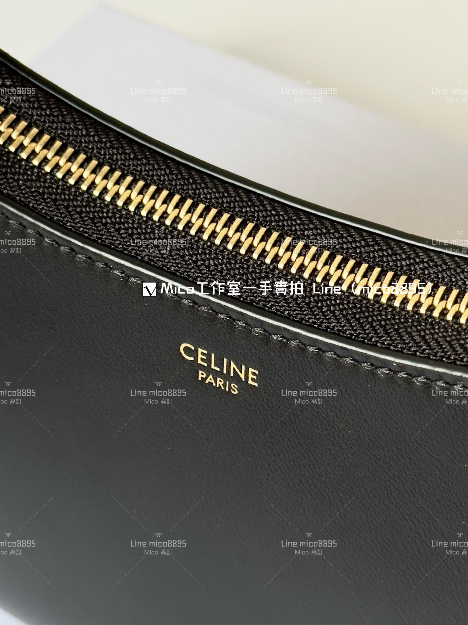 Celine 新款單品 黑色 AVA 全皮革 腋下包/月亮包 24cm