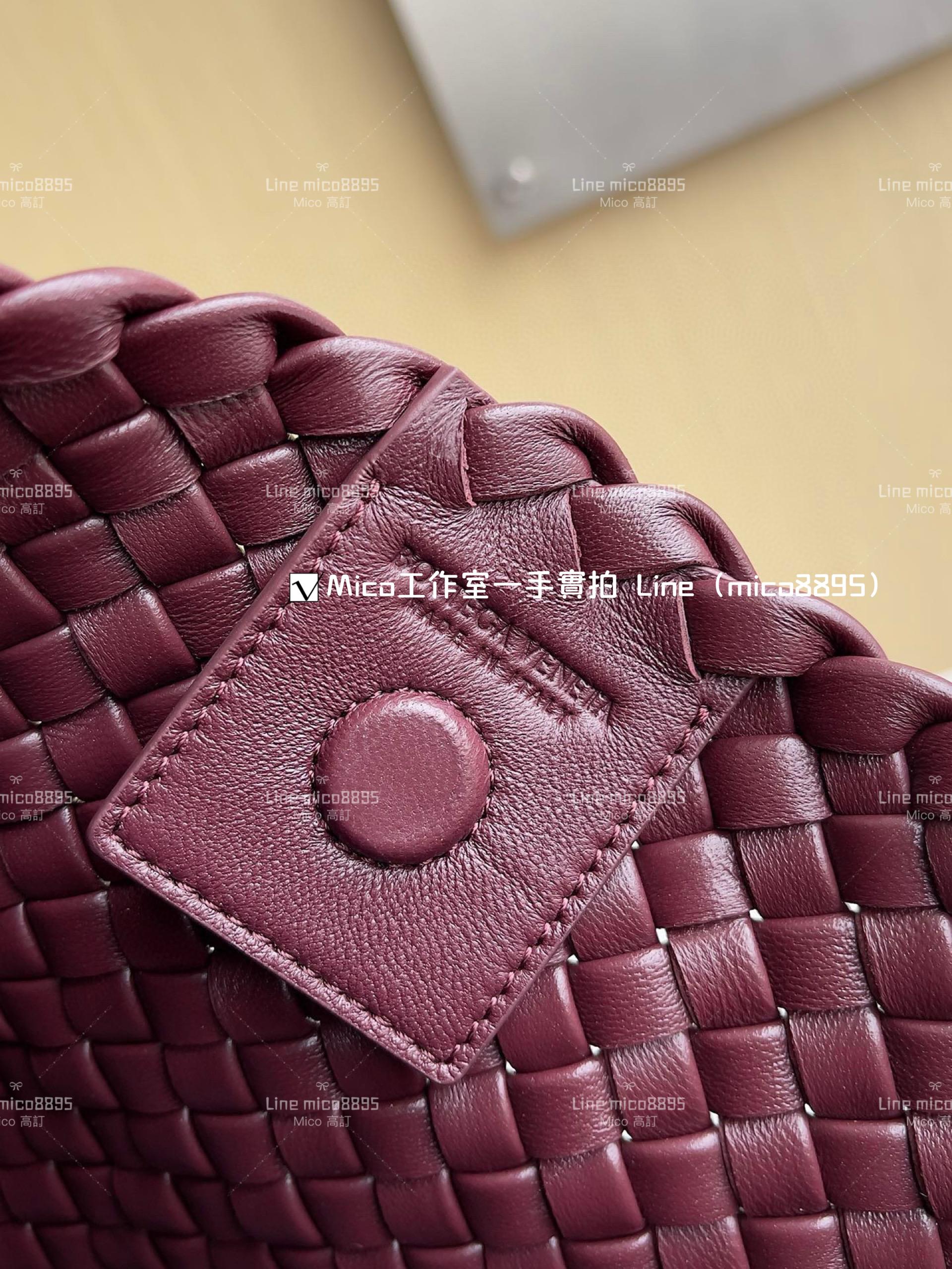 BV 羔羊皮編織 波爾多紅 Clicker Bag 大號 36cm 低調簡約款 通勤包