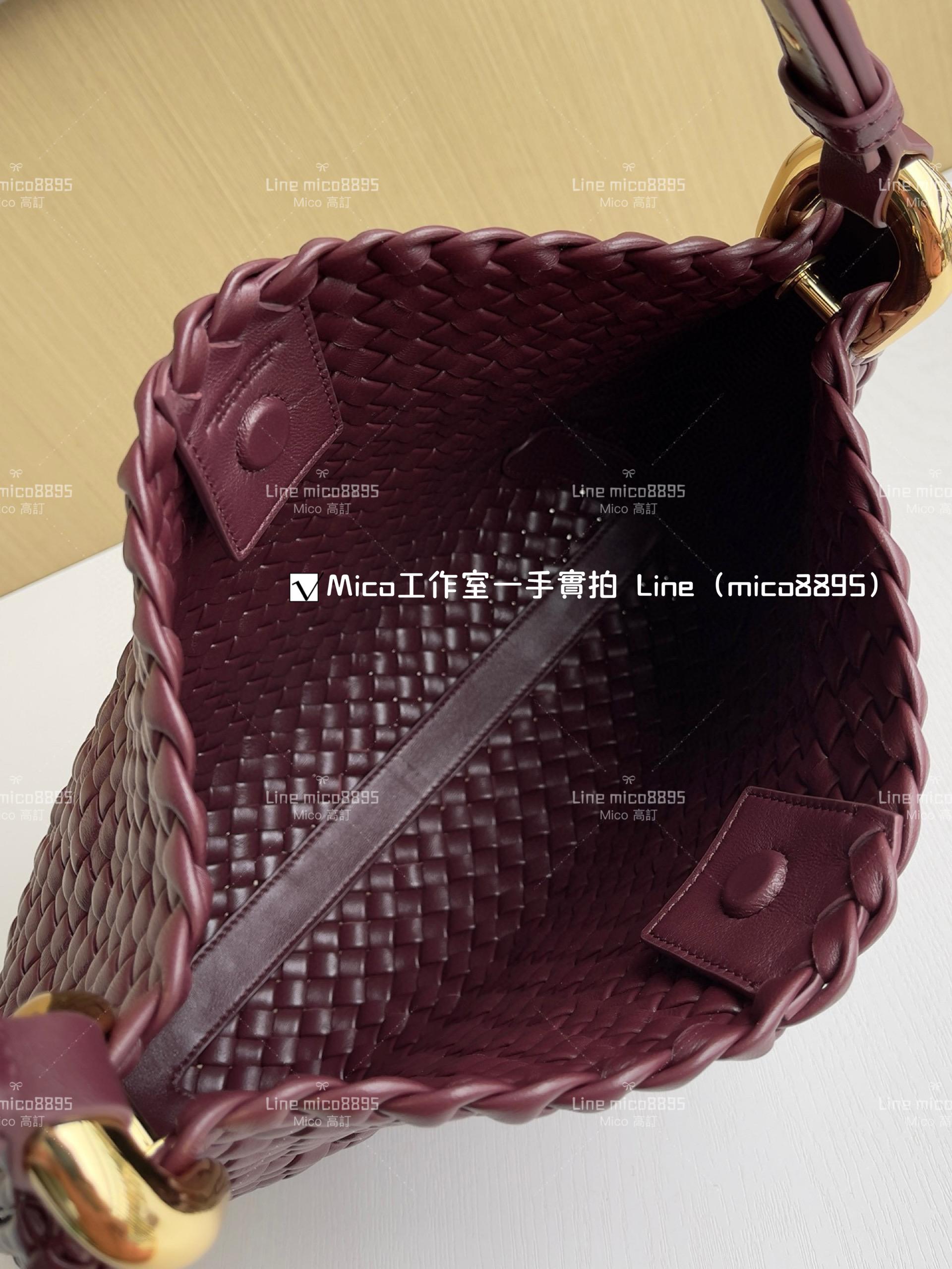 BV 羔羊皮編織 波爾多紅 Clicker Bag 大號 36cm 低調簡約款 通勤包