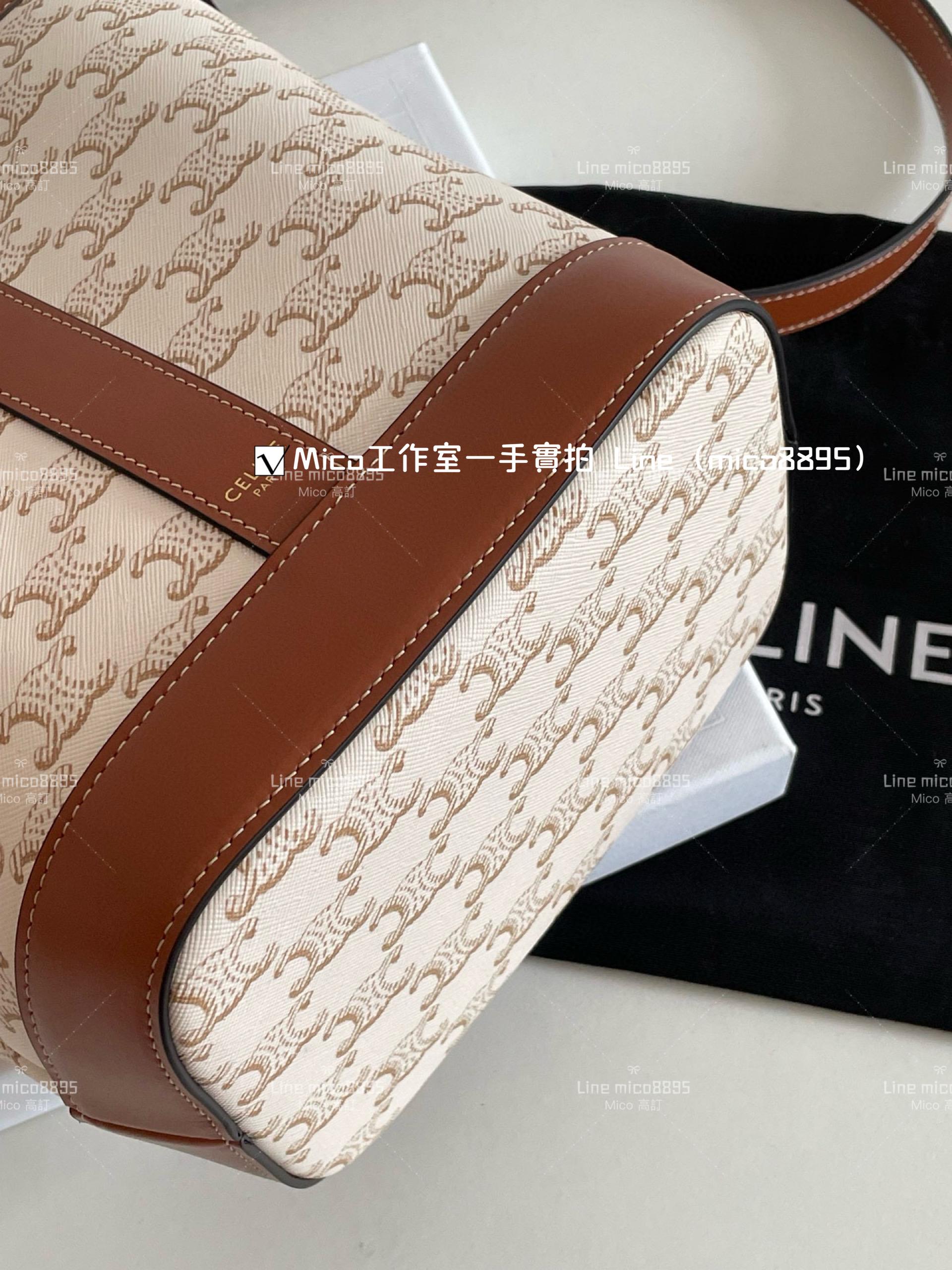 Celine 小號白 百搭款 凱旋門 Triomphe 水桶包 Size：30-22-13cm