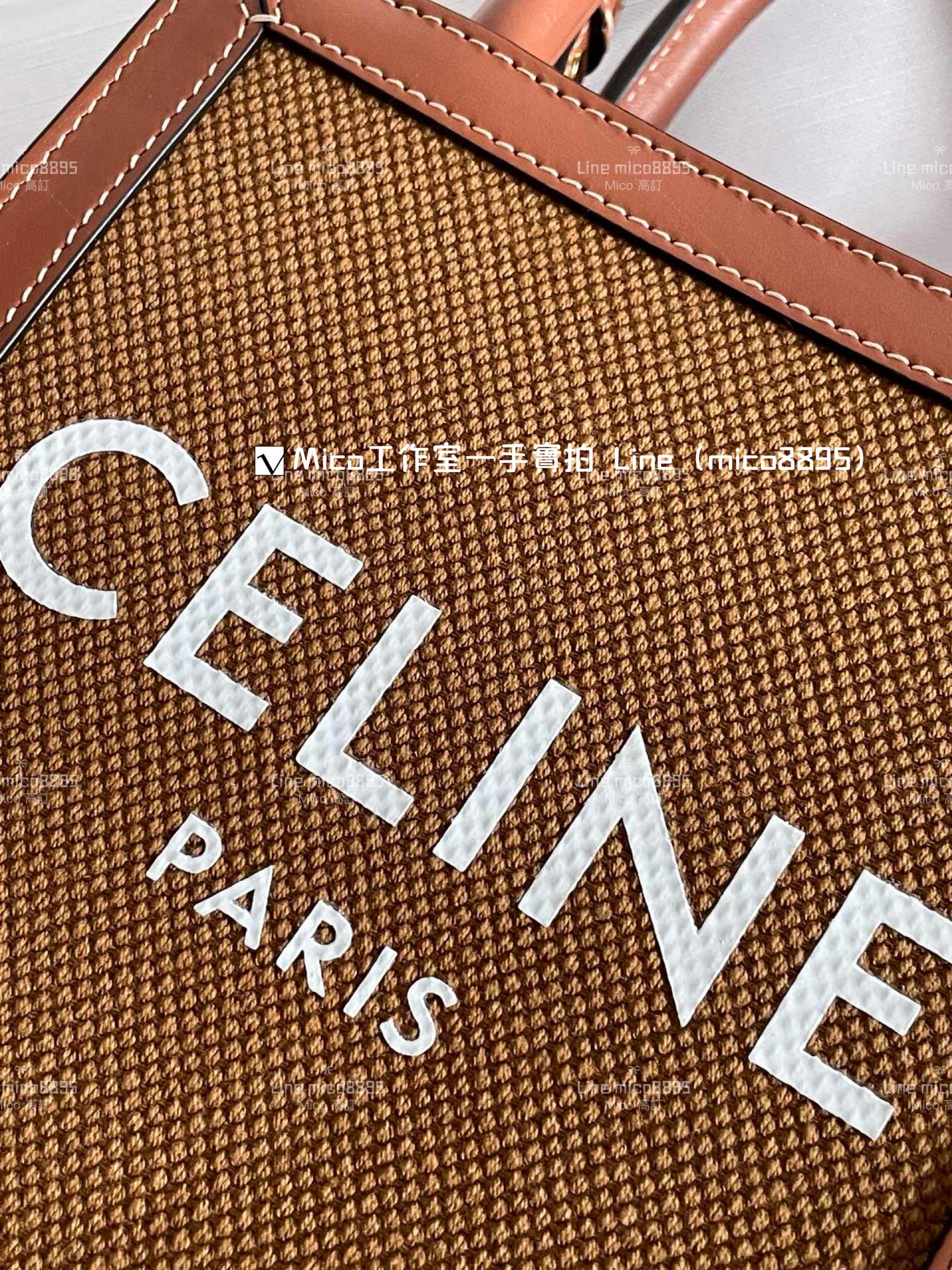 Celine 棕色帆布 字母 mini Tote 托特包/琴譜包 17*21cm