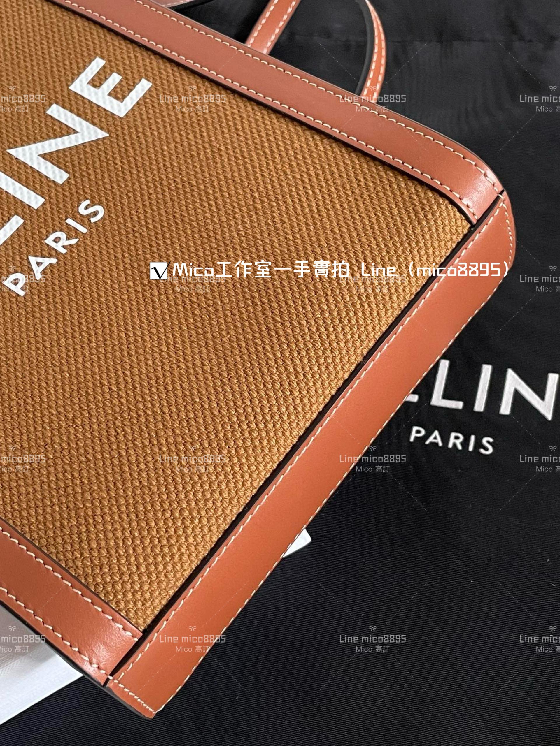 Celine 棕色帆布 字母 mini Tote 托特包/琴譜包 17*21cm