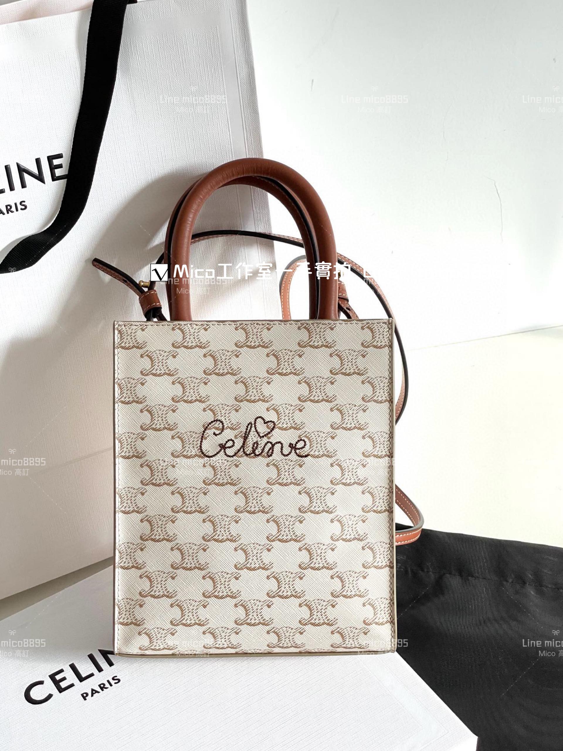 Celine 膠囊系列 七夕限定 白色老花 mini Tote 托特包/琴譜包 17*21cm