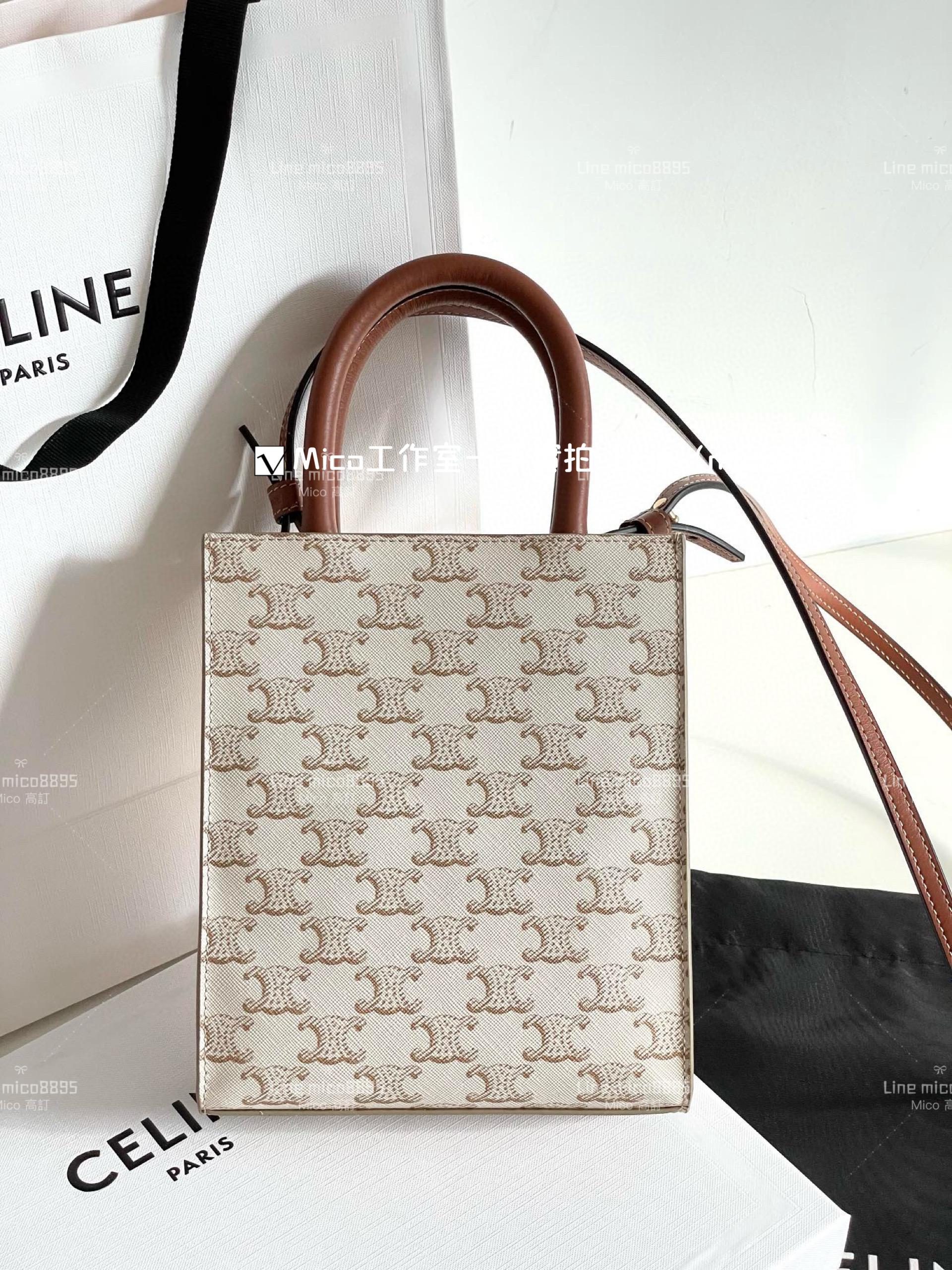 Celine 膠囊系列 七夕限定 白色老花 mini Tote 托特包/琴譜包 17*21cm