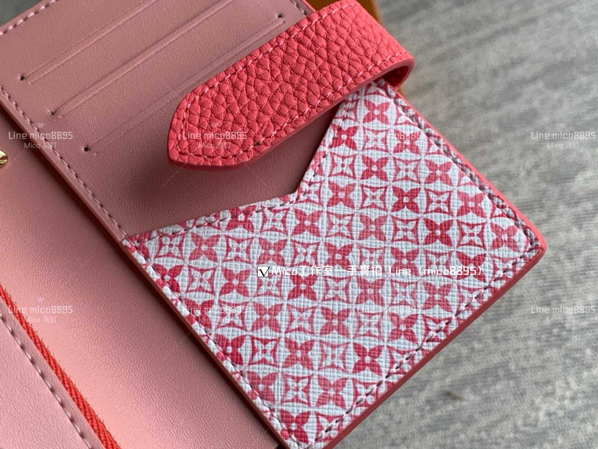 LV 小牛皮 玫紅色 Portefeuille compact LV Vertical Wallet 錢夾/短夾/錢包