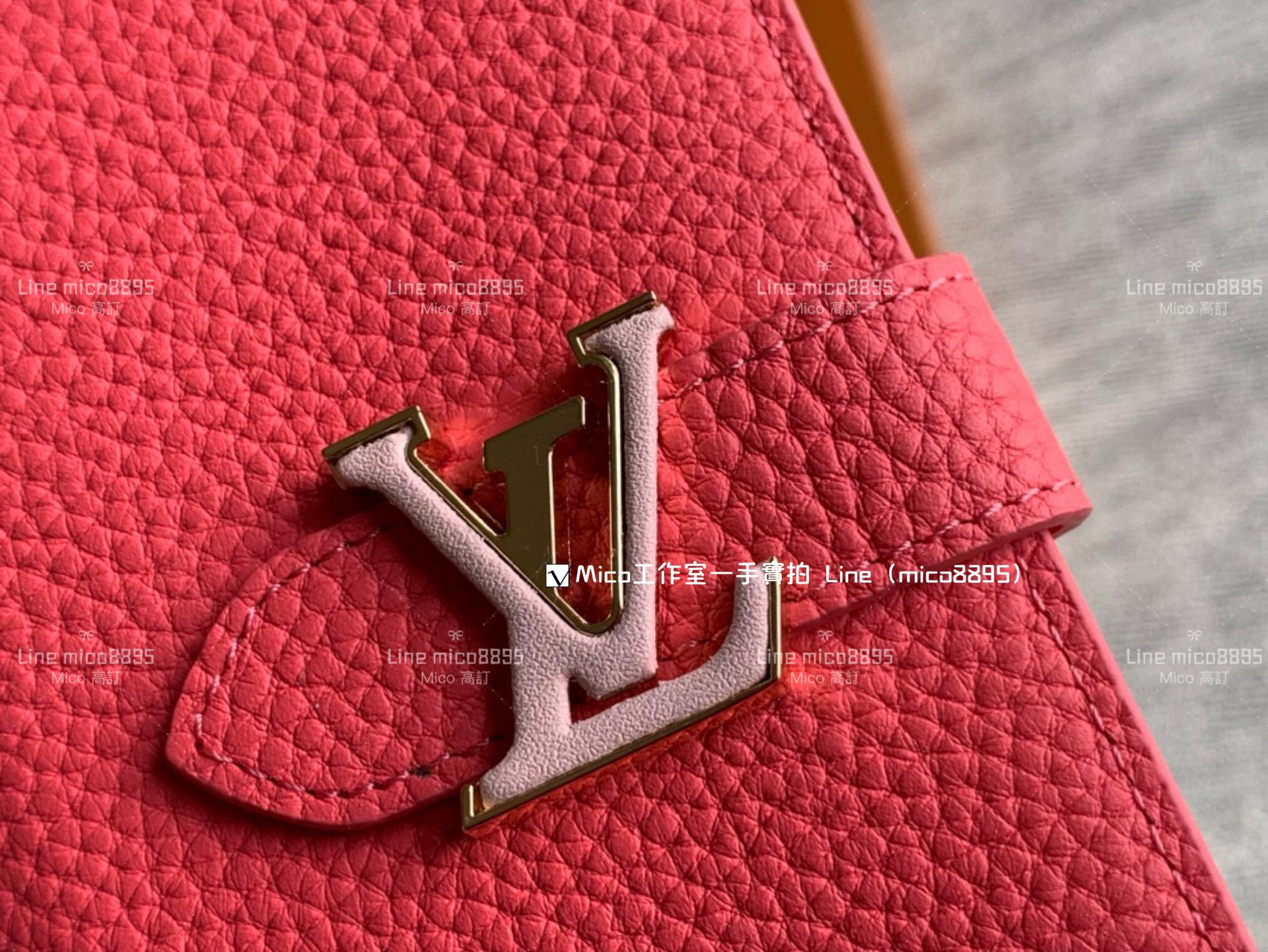 LV 小牛皮 玫紅色 Portefeuille compact LV Vertical Wallet 錢夾/短夾/錢包