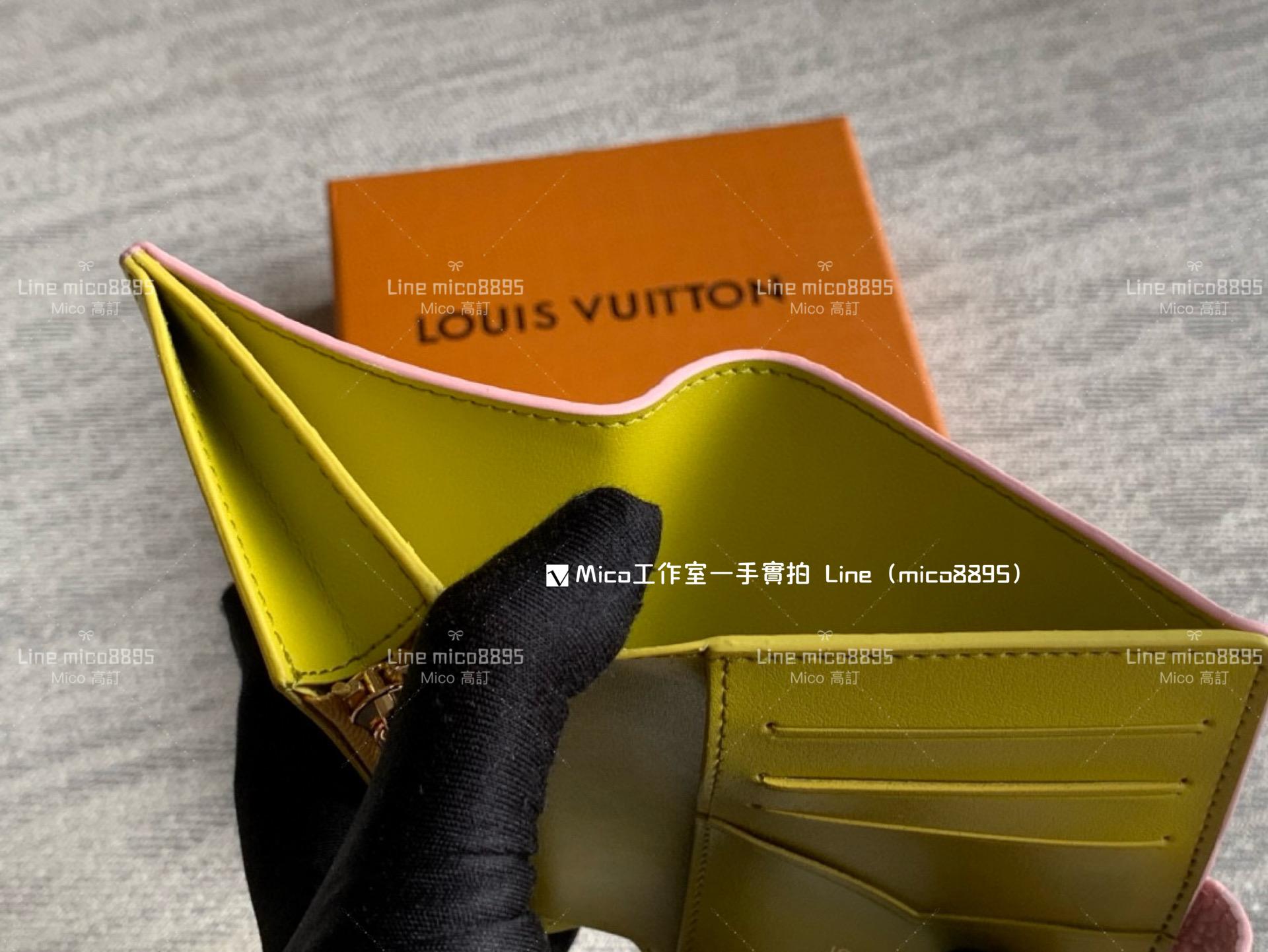 LV 小牛皮 粉色 Portefeuille compact LV Vertical Wallet 錢夾/短夾/錢包