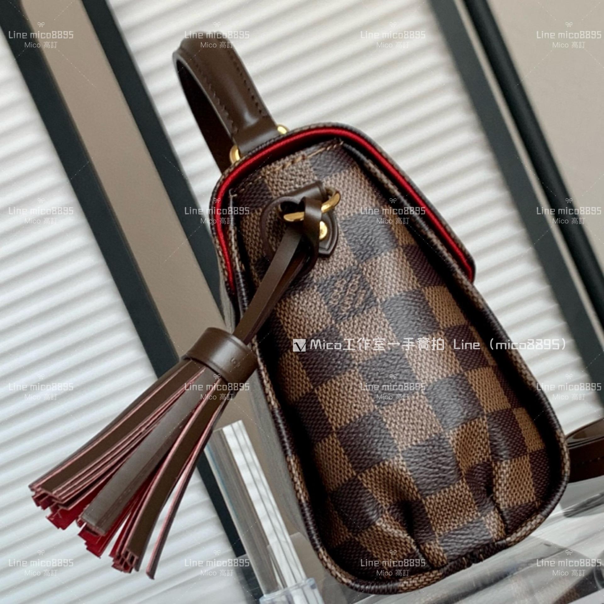 LV CROISETTE DAMIER 咖啡格紋郵差包 N53000 流蘇郵差包 斜跨包 25cm