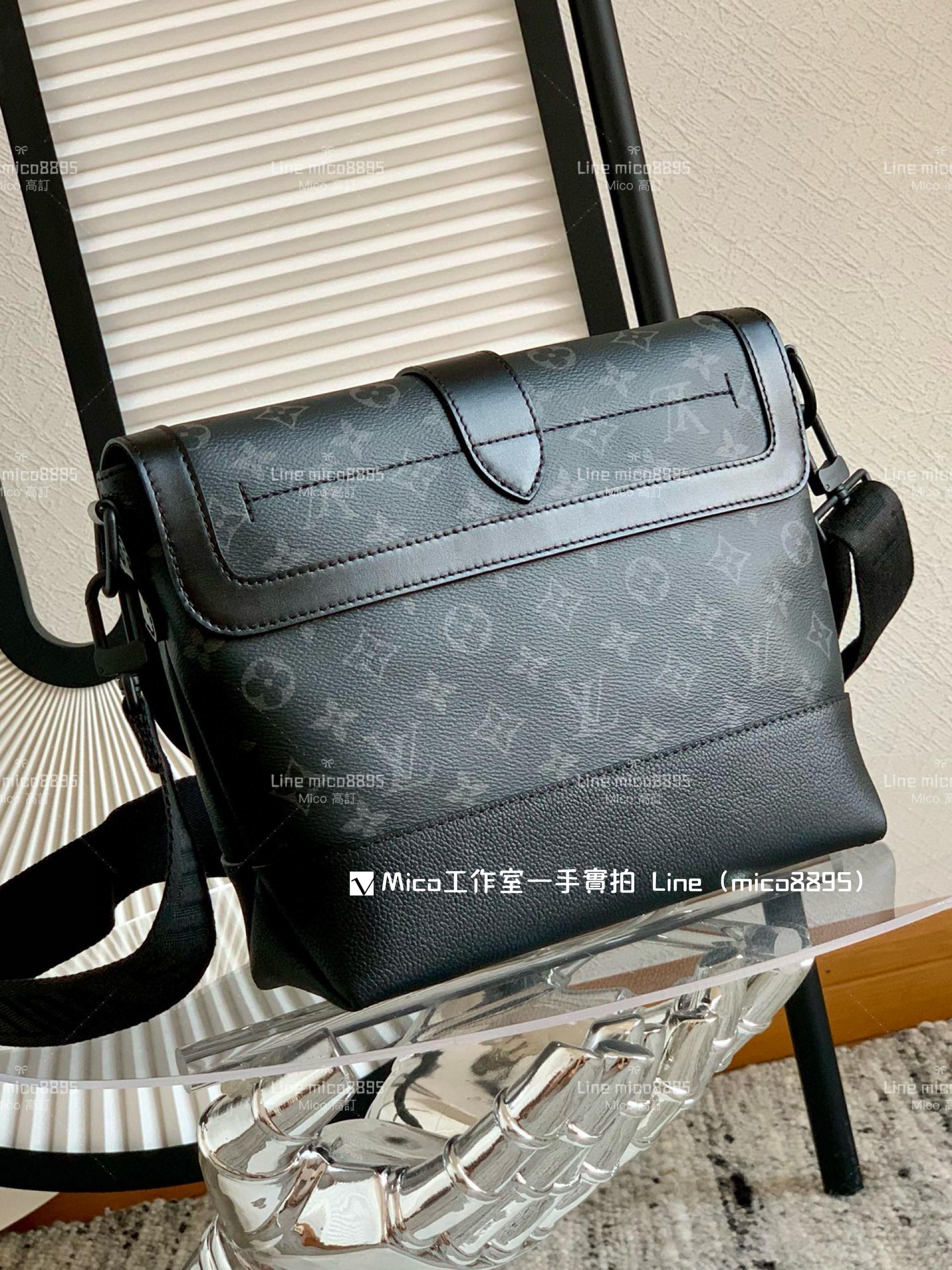 LV Saumur 斜跨郵差包 M45911 黑花 30cm