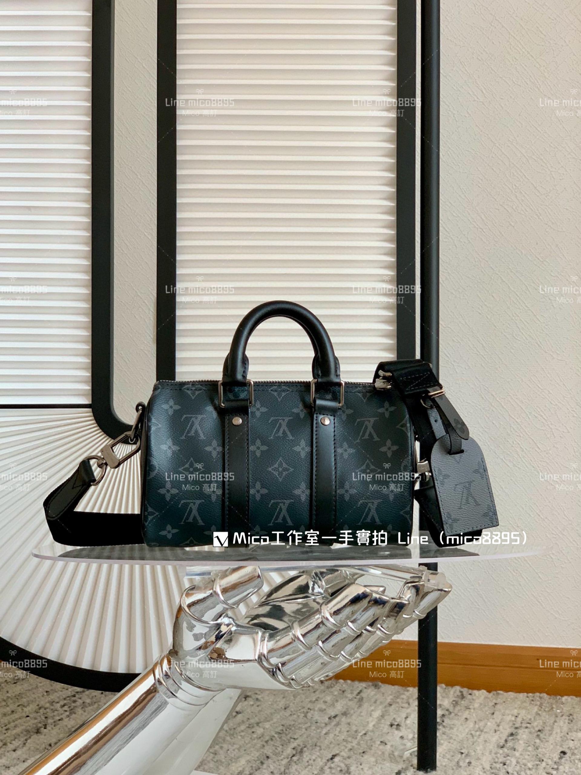 LV 黑色老花 Keepall 25手袋 枕頭包 M46271 25cm