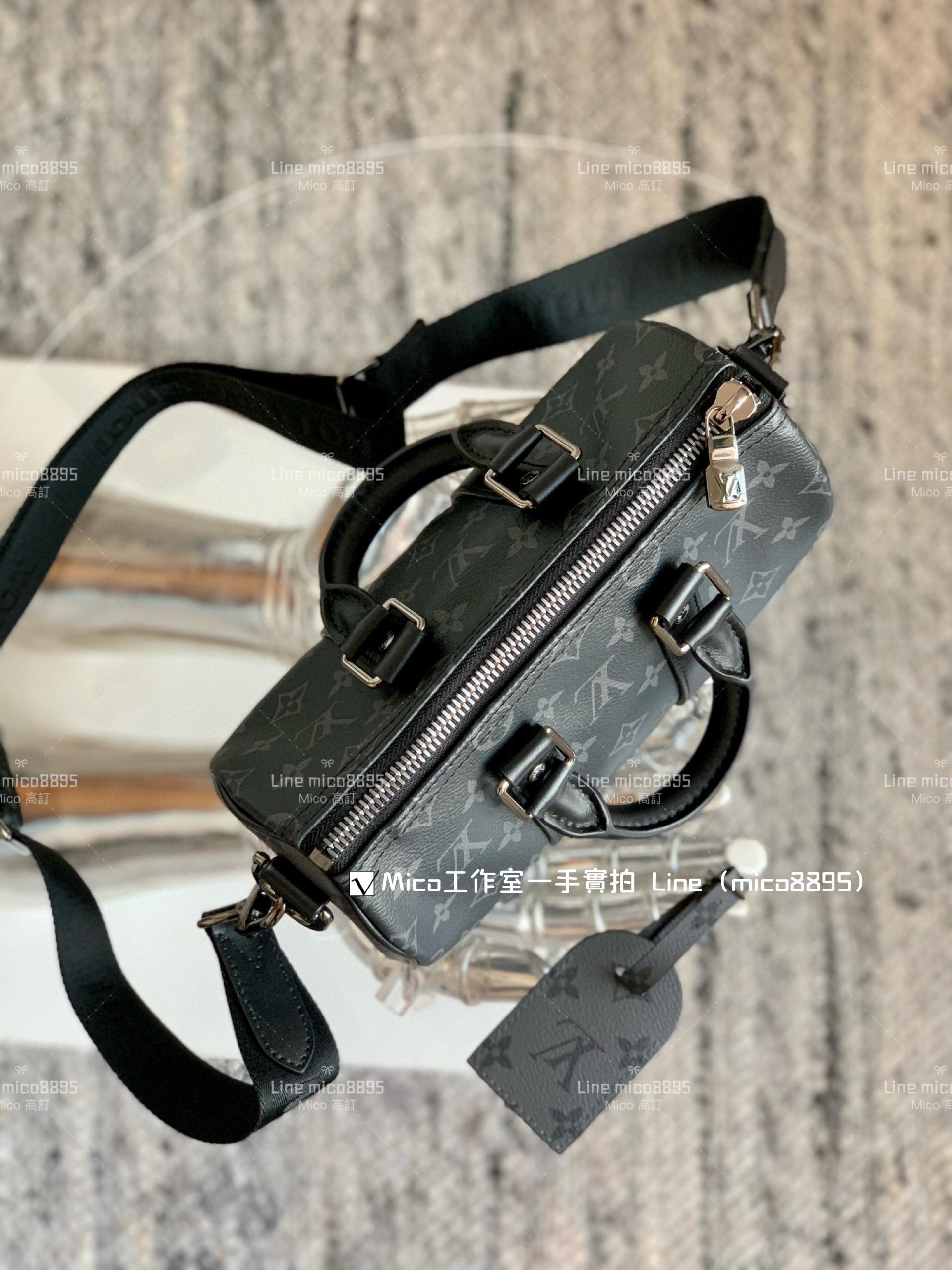 LV 黑色老花 Keepall 25手袋 枕頭包 M46271 25cm