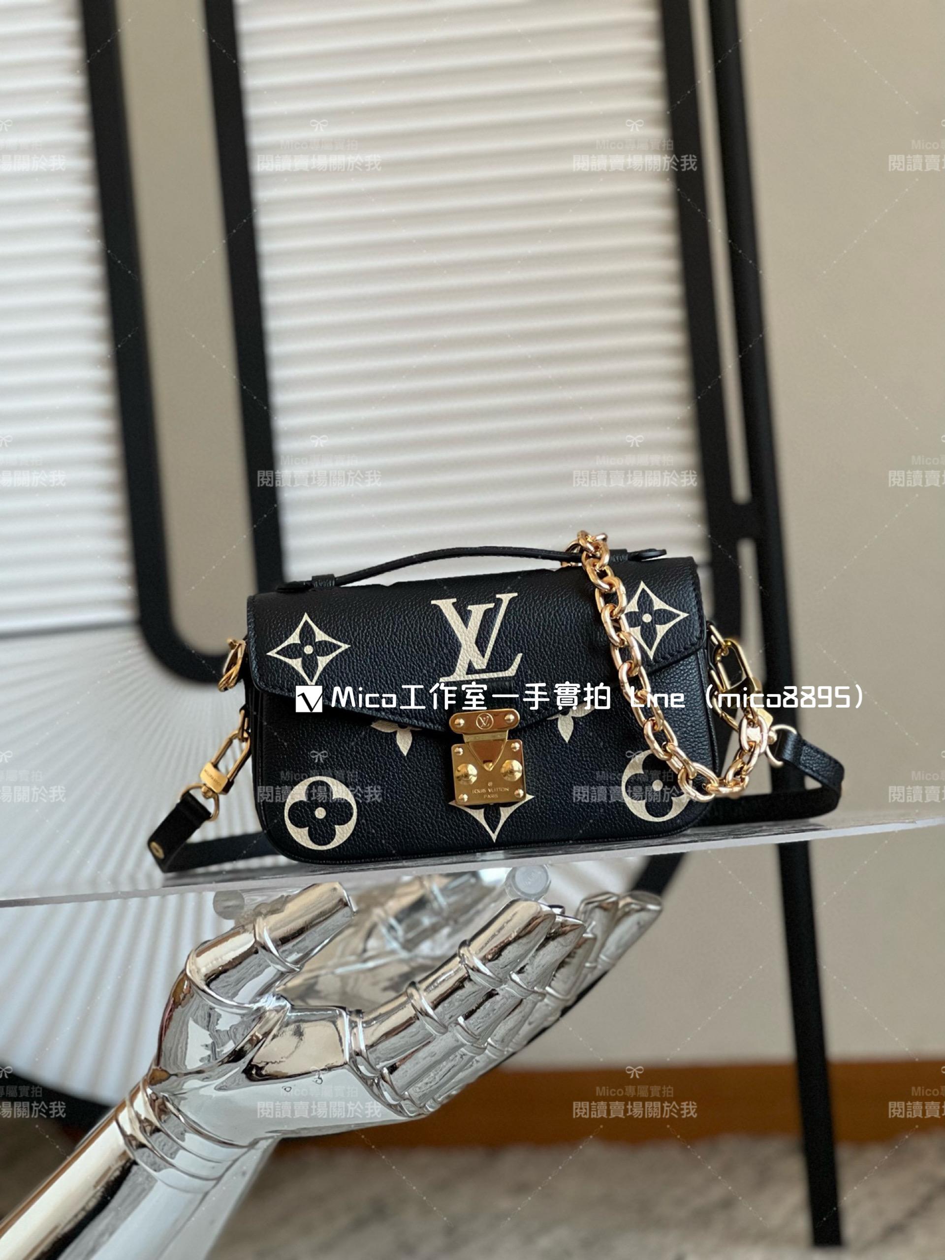 LV 黑色絲印 全皮新款郵差包 POCHETTE MÉTIS EAST WEST 手袋 21.5cm