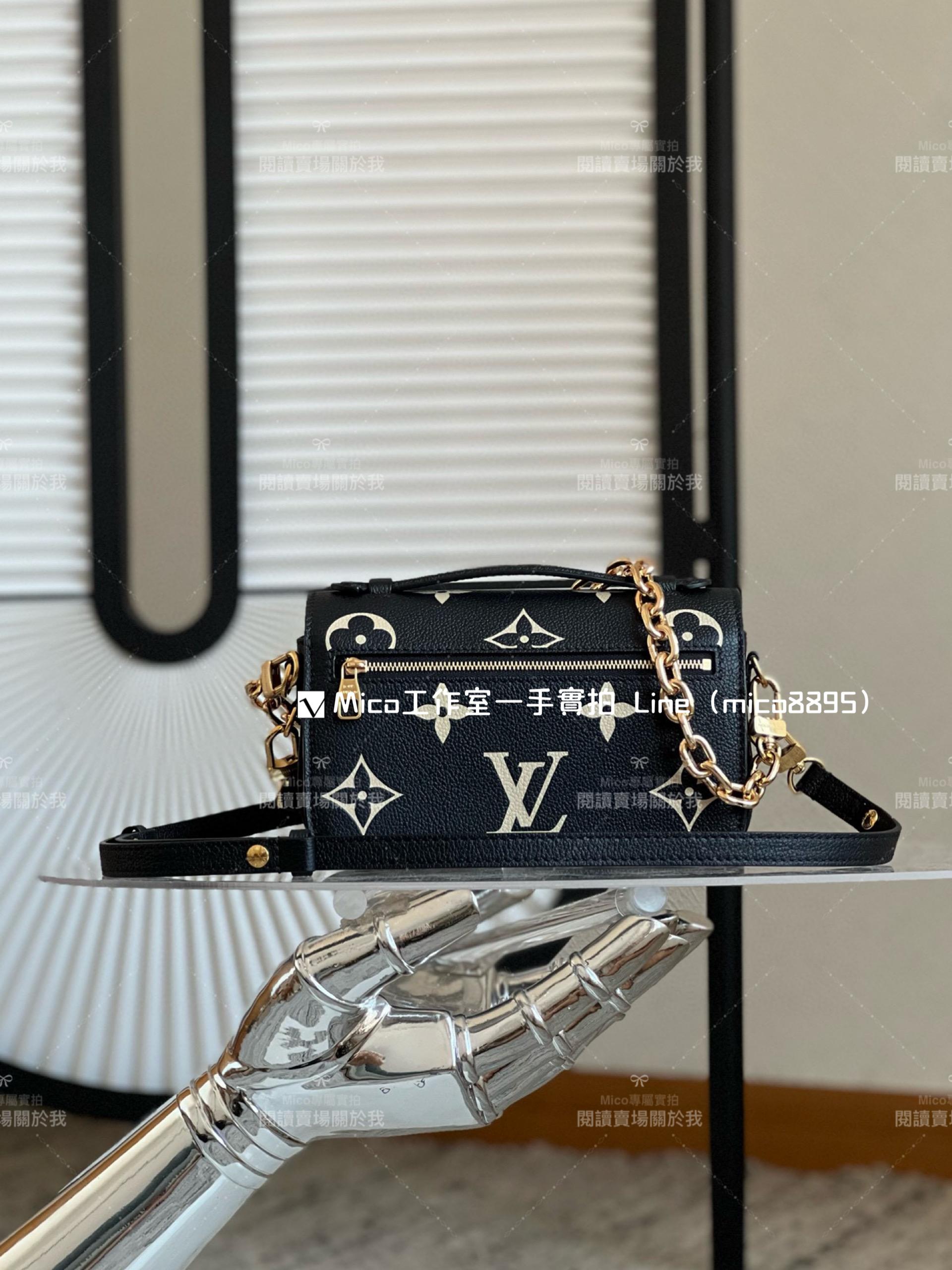 LV 黑色絲印 全皮新款郵差包 POCHETTE MÉTIS EAST WEST 手袋 21.5cm