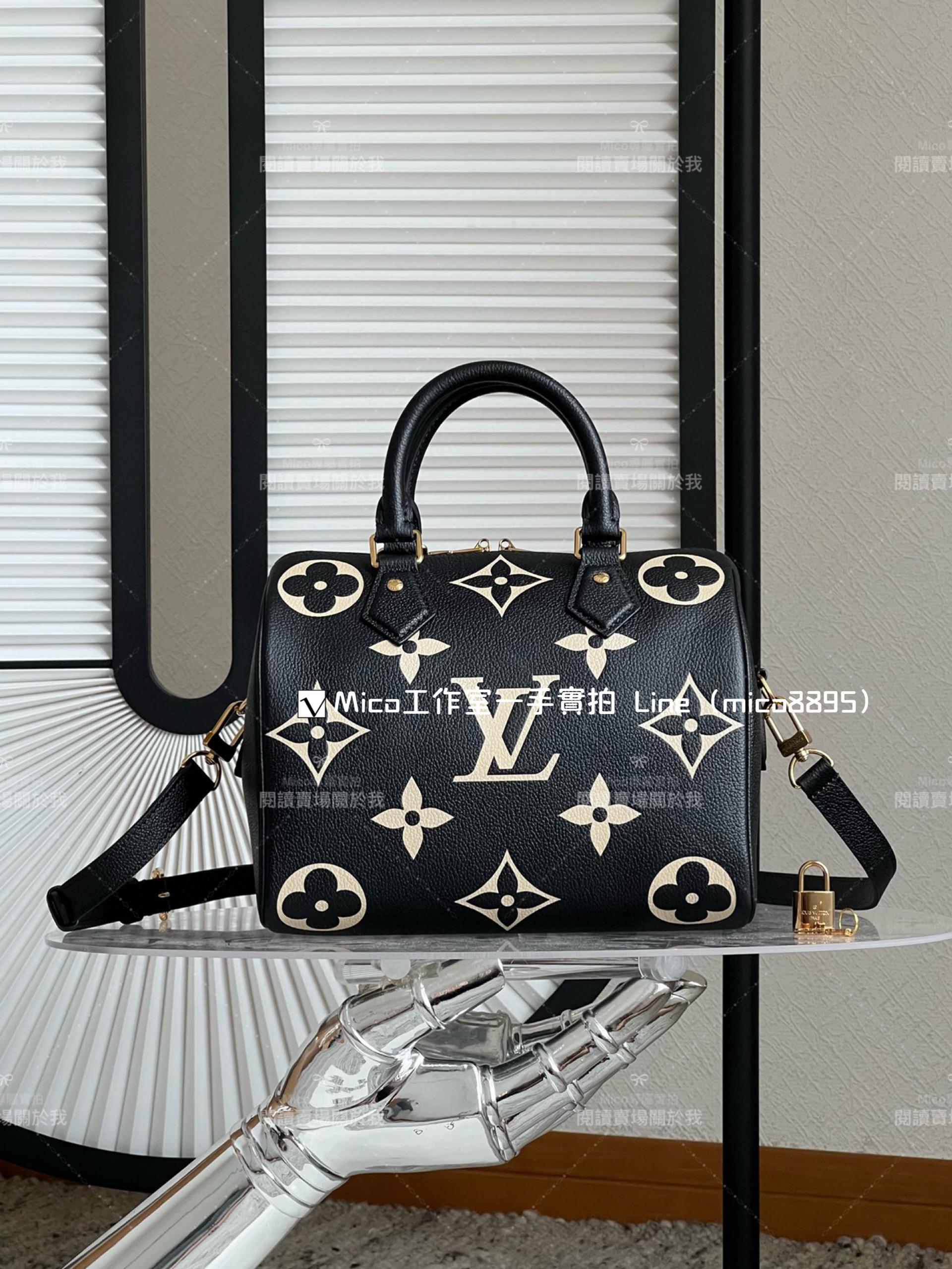 LV 黑色絲印款 SPEEDY BANDOULIÈRE 25 手袋 枕頭包 M58947 25cm