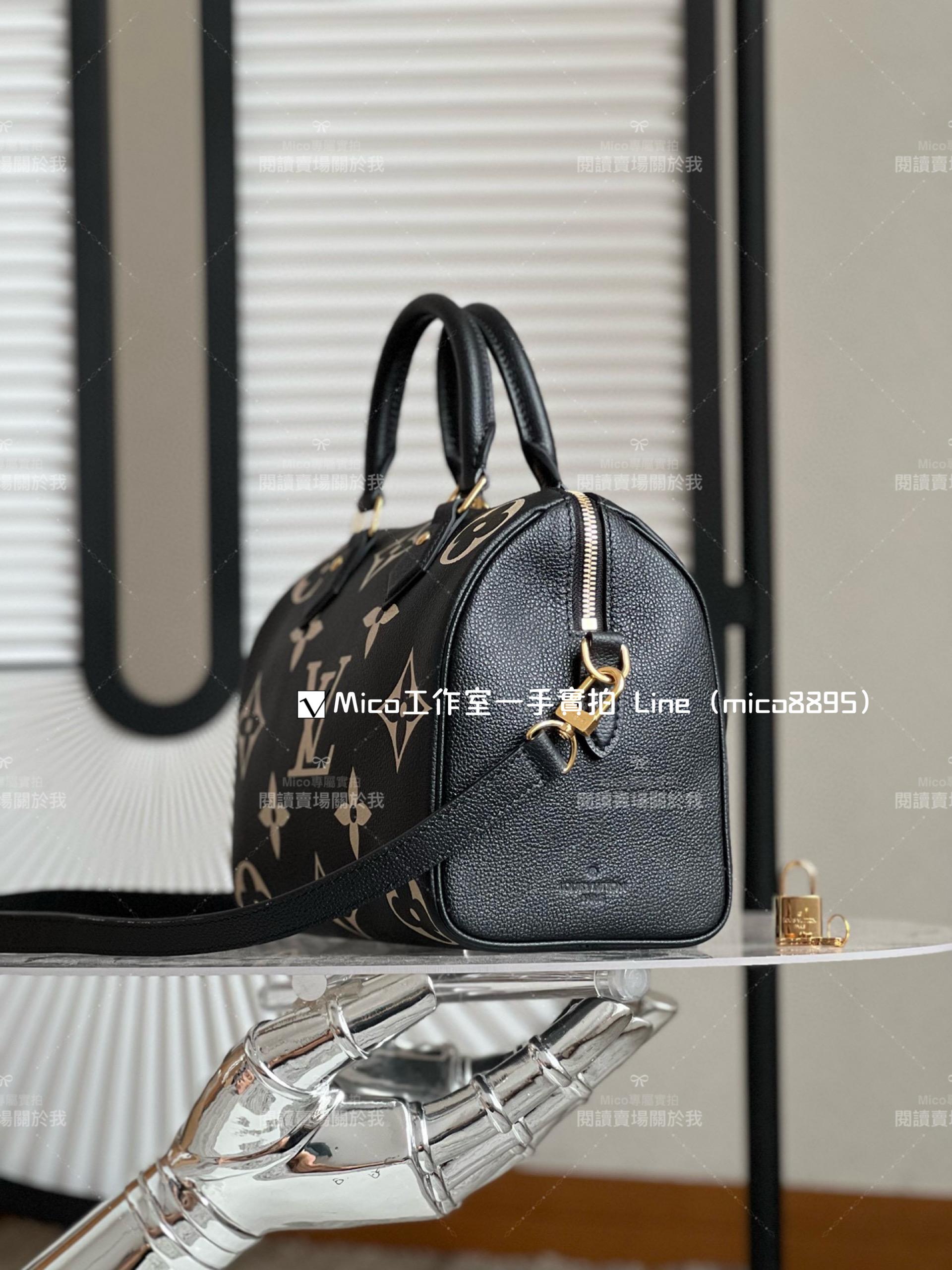 LV 黑色絲印款 SPEEDY BANDOULIÈRE 25 手袋 枕頭包 M58947 25cm