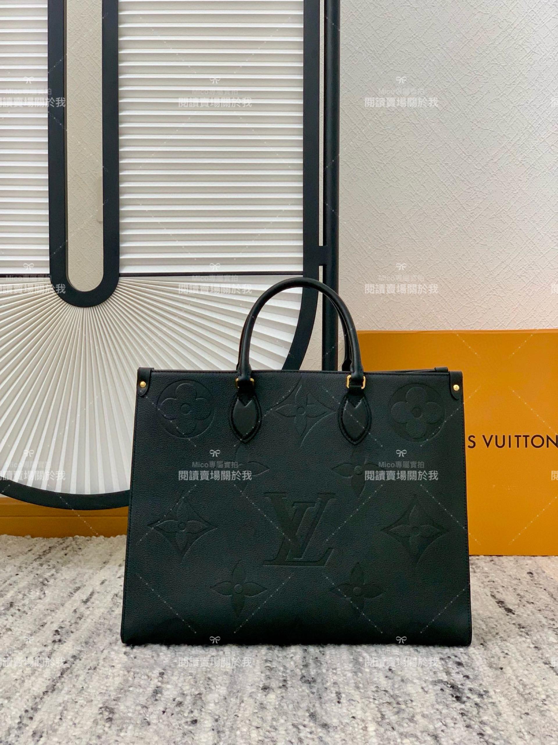 LV 黑色壓紋 ONTHEGO 大號手袋 M44925 Tote 購物袋黑色 41cm