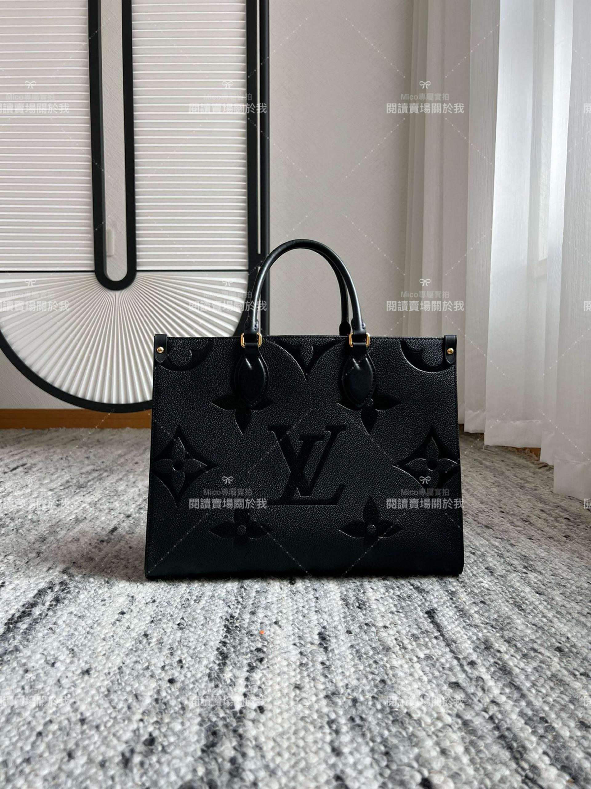 LV 黑色壓紋 ONTHEGO 中號手袋 M45595 Tote 購物袋黑色 35cm