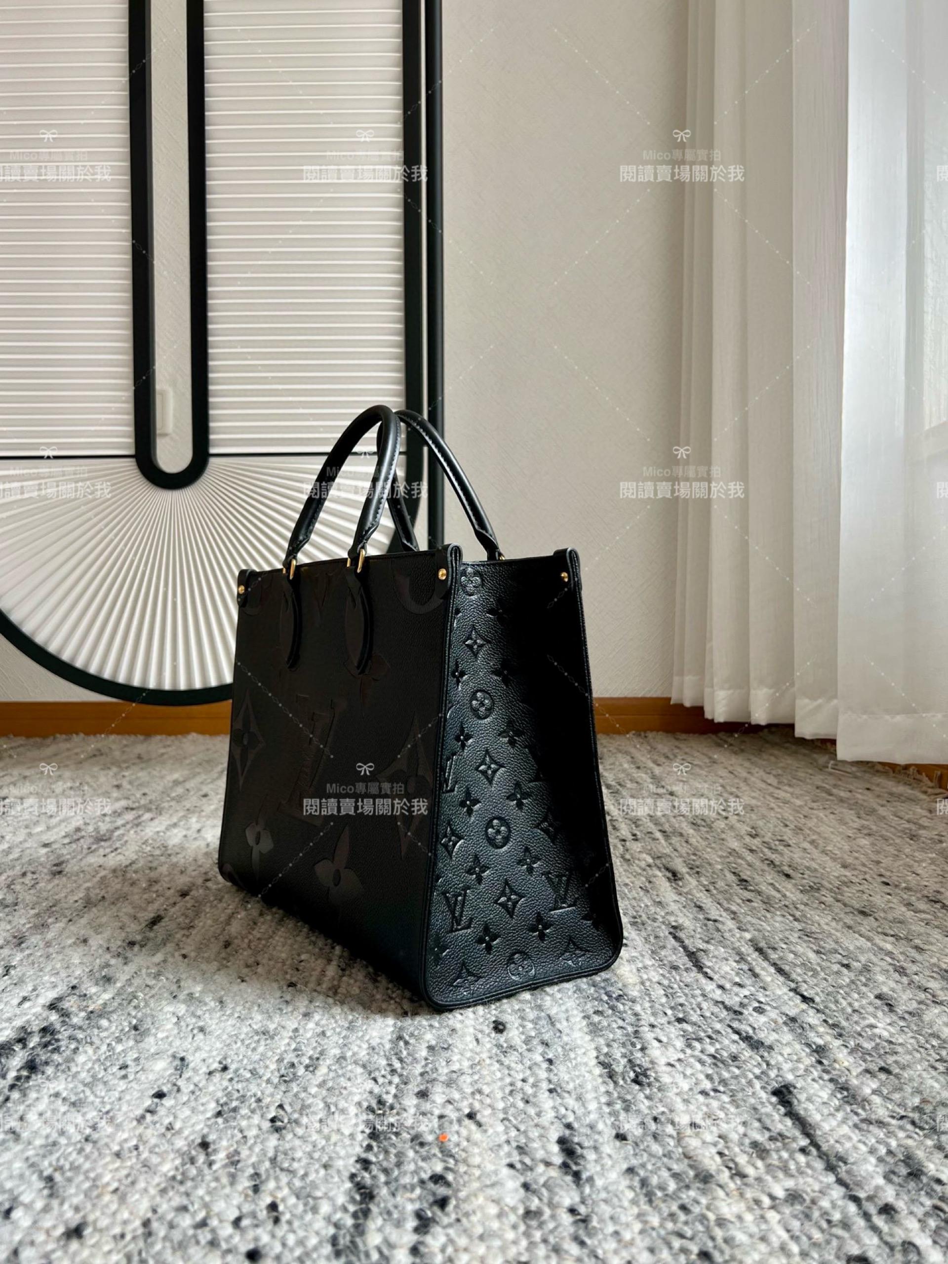 LV 黑色壓紋 ONTHEGO 中號手袋 M45595 Tote 購物袋黑色 35cm