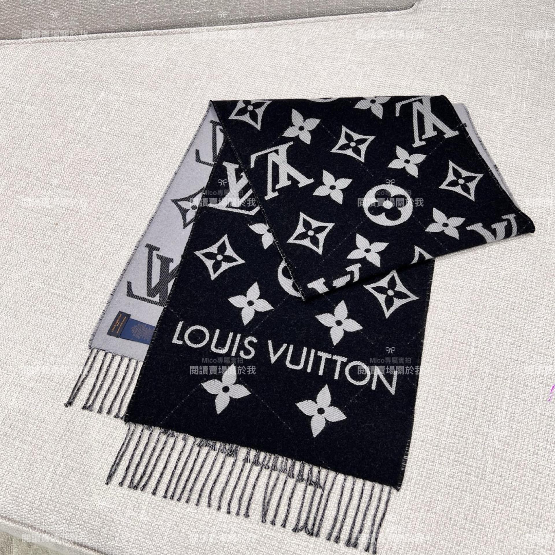 LV 𝐋𝐨𝐮𝐢𝐬 𝐕𝐮𝐢𝐭𝐭𝐨𝐧《Essential 圍巾》M77853 黑灰色 Size ：186x34cm